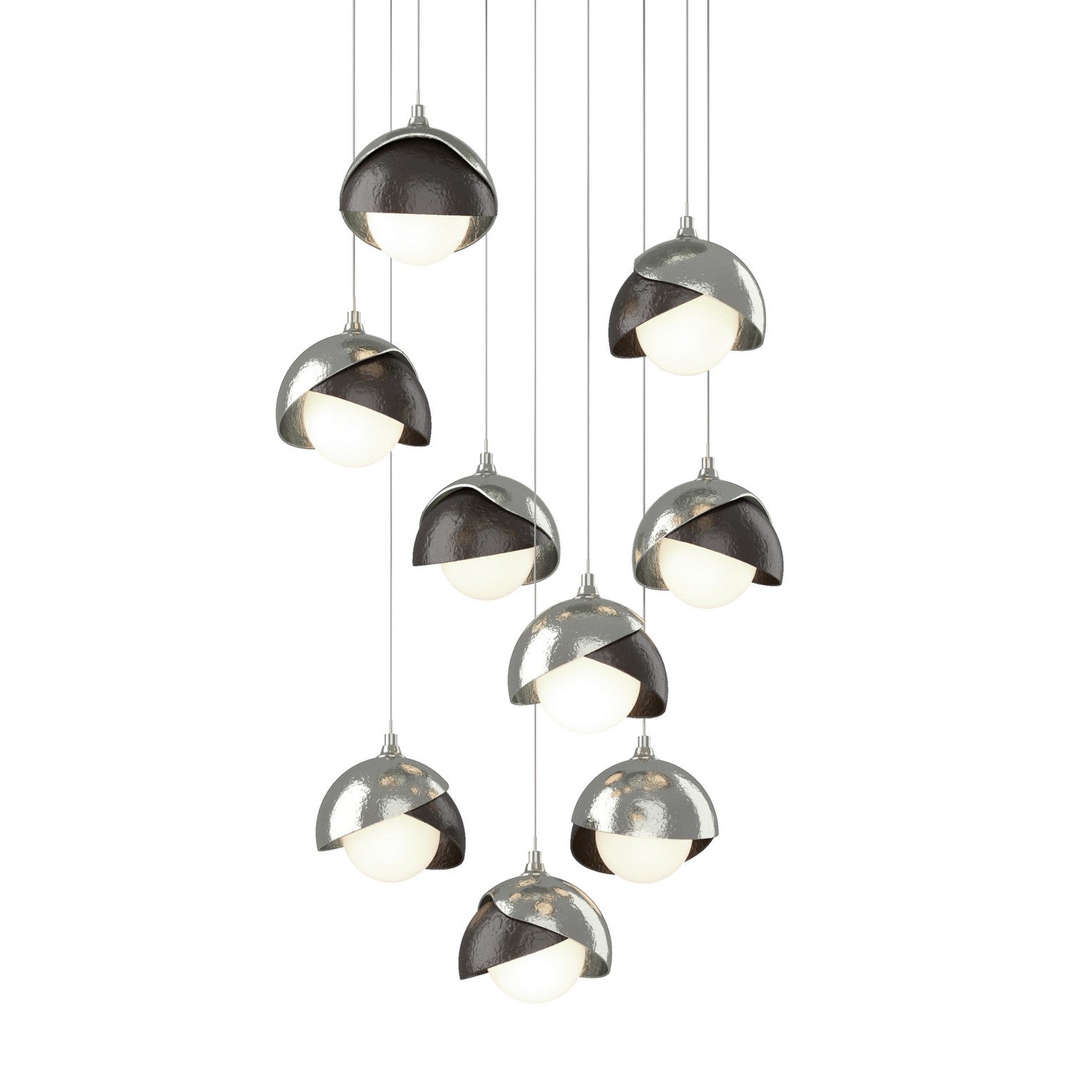 Hubbardton Forge - 131105-SKT-LONG-85-14-GG0711 - Brooklyn 9-Light Double Shade Pendant - Brooklyn - Sterling