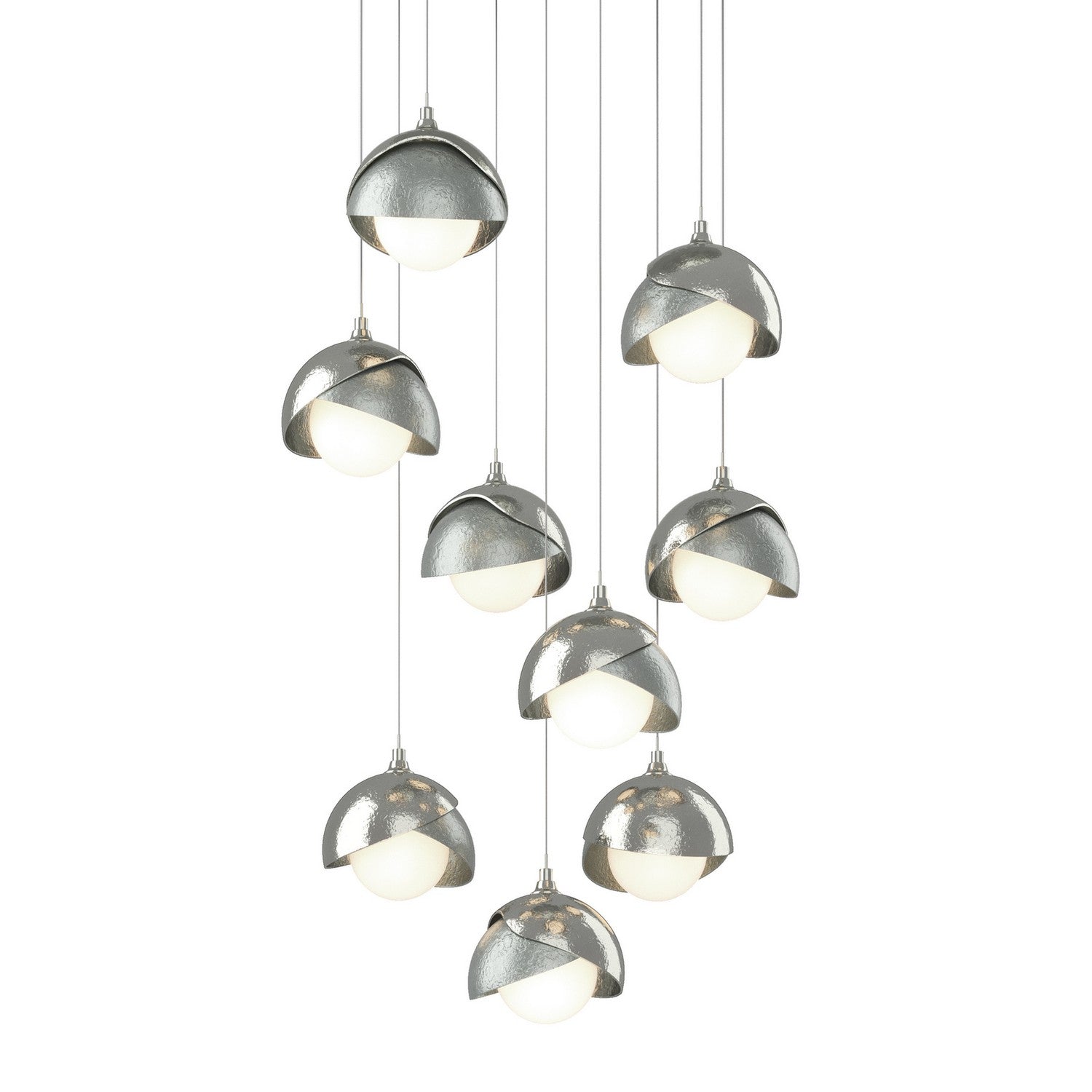 Hubbardton Forge - 131105-SKT-LONG-85-82-GG0711 - Brooklyn 9-Light Double Shade Pendant - Brooklyn - Sterling
