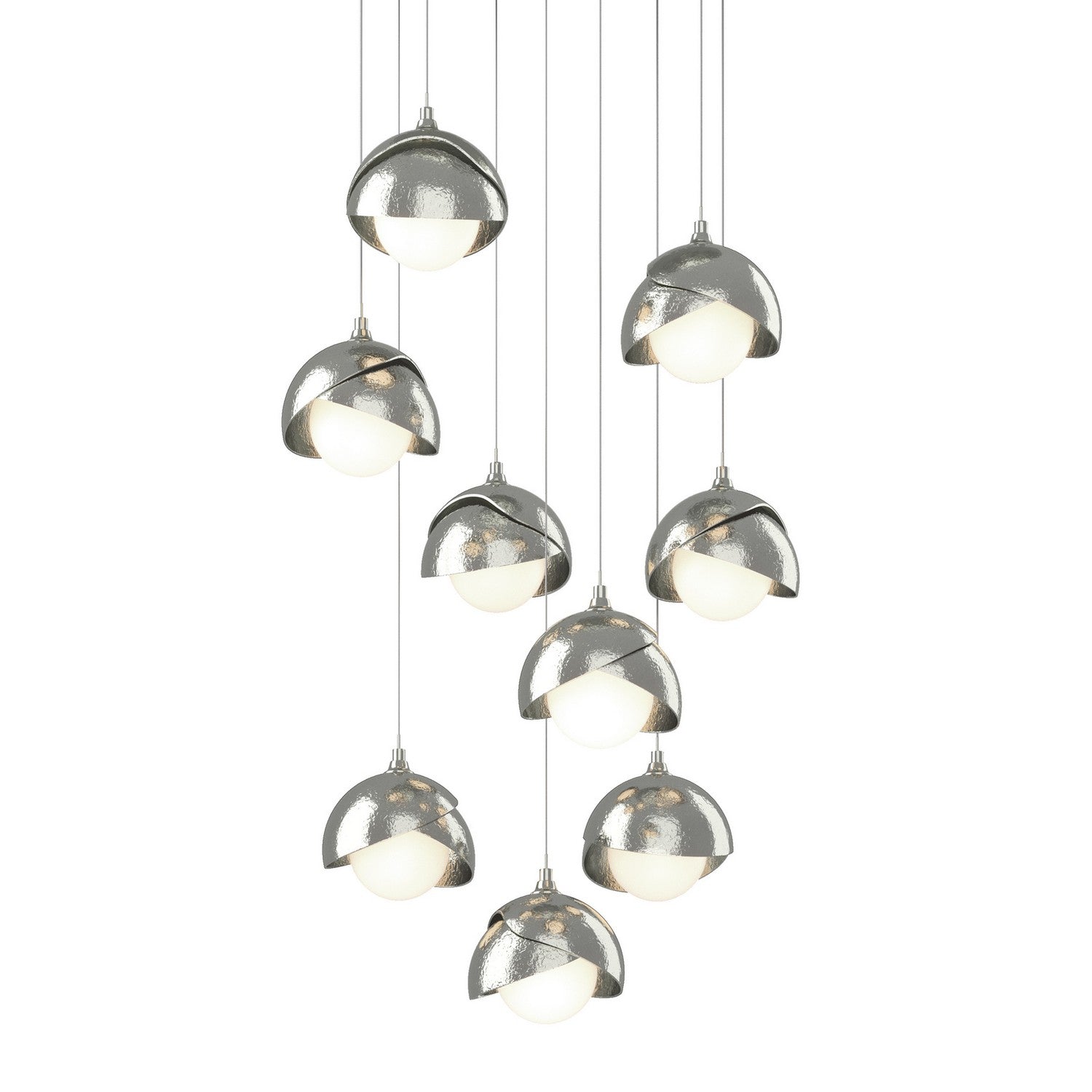 Hubbardton Forge - 131105-SKT-LONG-85-85-GG0711 - Brooklyn 9-Light Double Shade Pendant - Brooklyn - Sterling