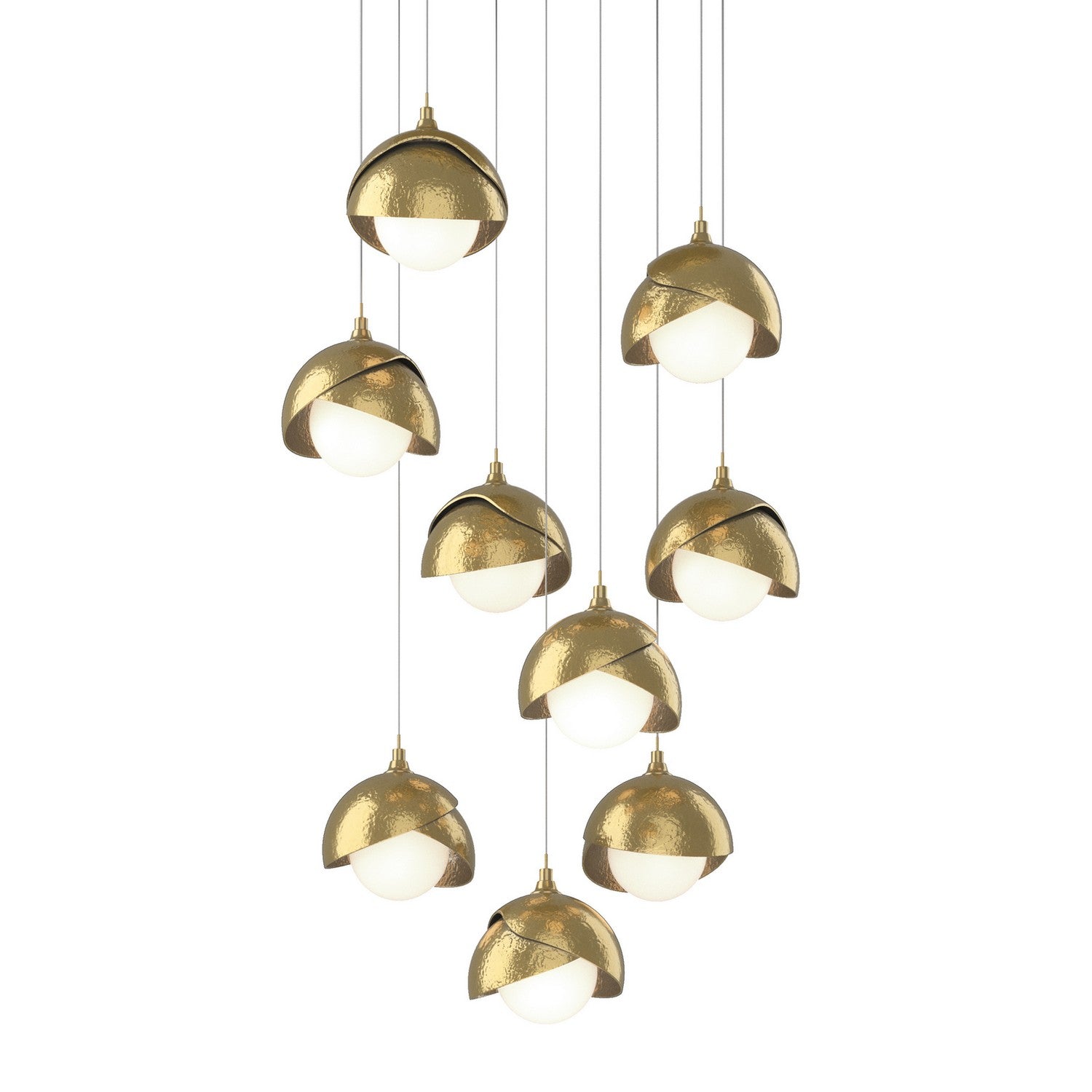 Hubbardton Forge - 131105-SKT-LONG-86-86-GG0711 - Brooklyn 9-Light Double Shade Pendant - Brooklyn - Modern Brass