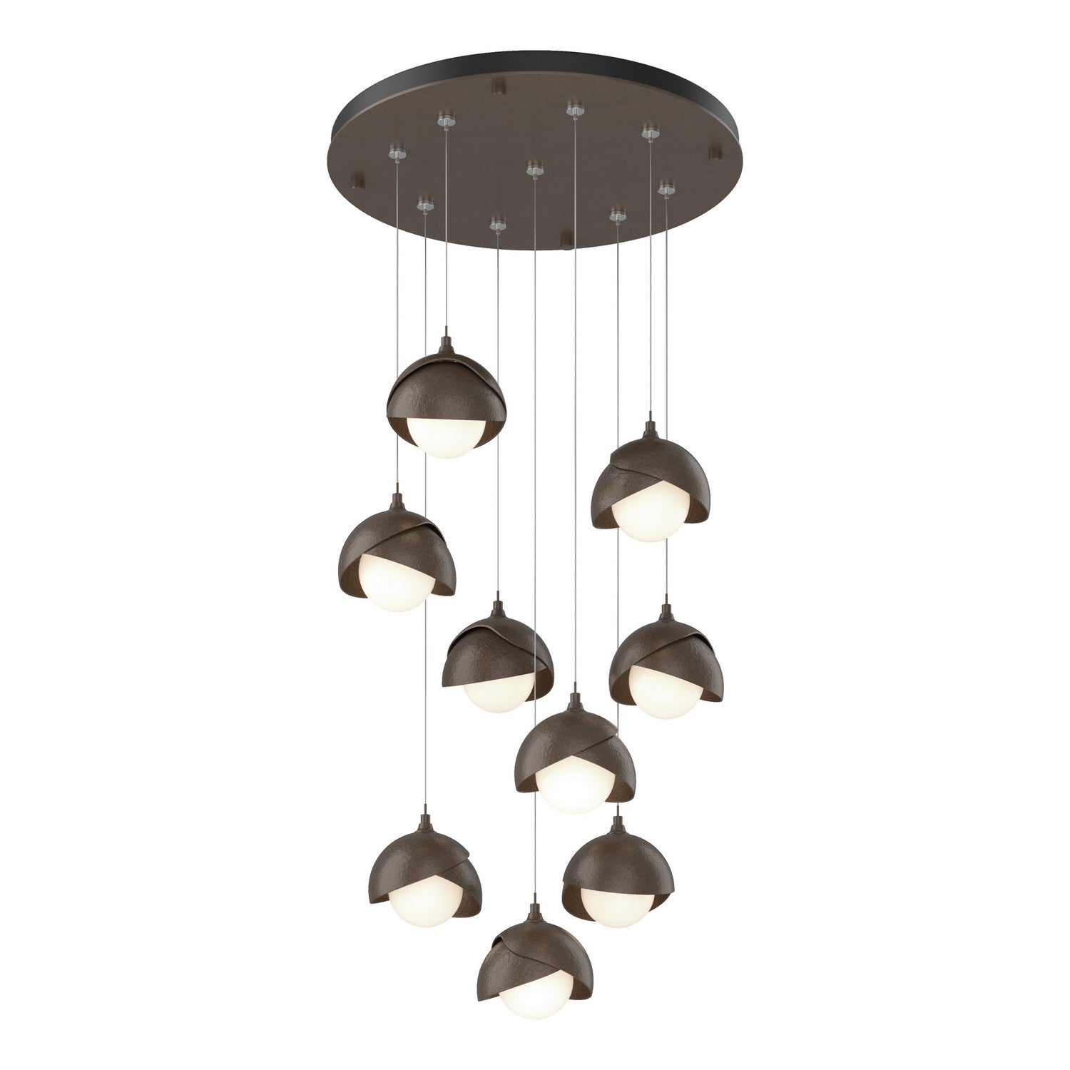 Hubbardton Forge - 131105-SKT-STND-05-05-GG0711 - Brooklyn 9-Light Double Shade Pendant - Brooklyn - Bronze