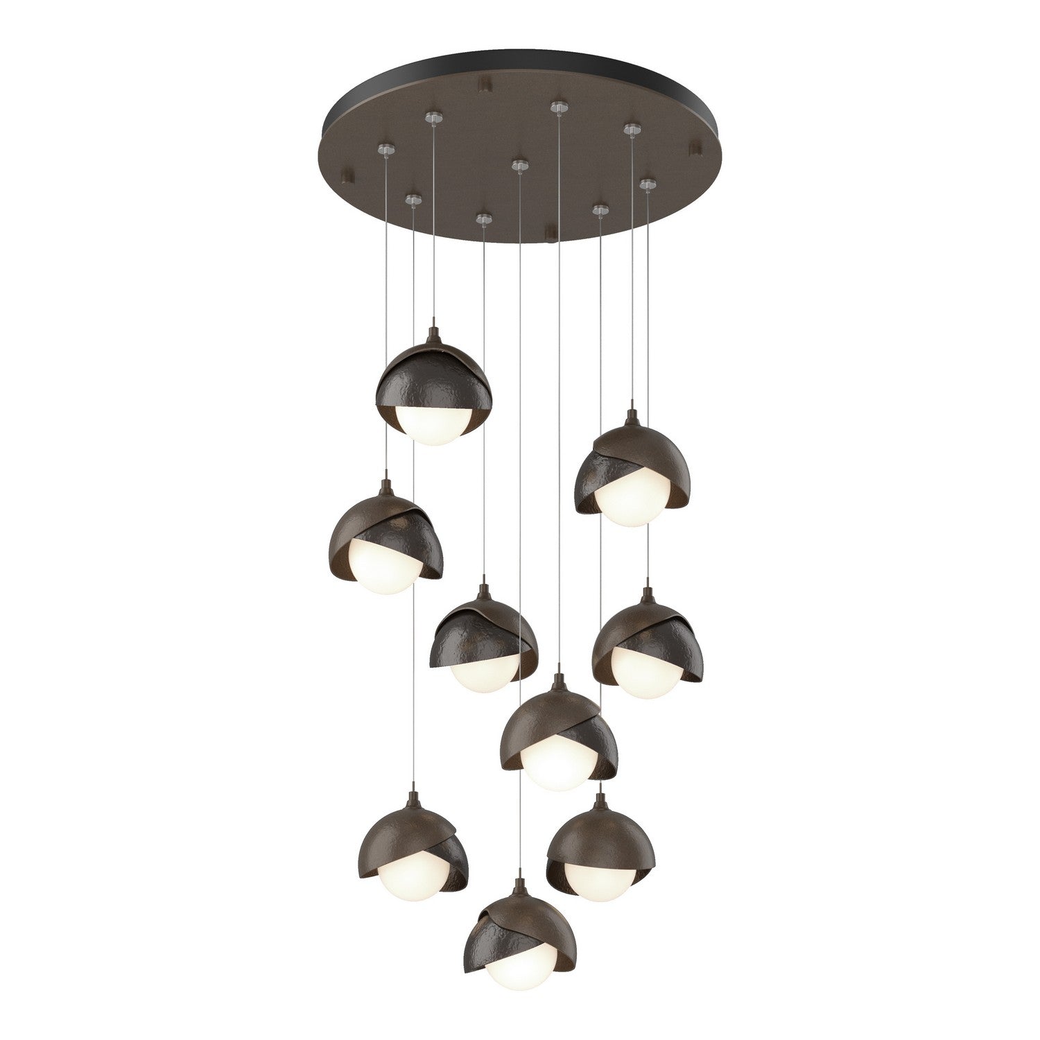 Hubbardton Forge - 131105-SKT-STND-05-14-GG0711 - Brooklyn 9-Light Double Shade Pendant - Brooklyn - Bronze