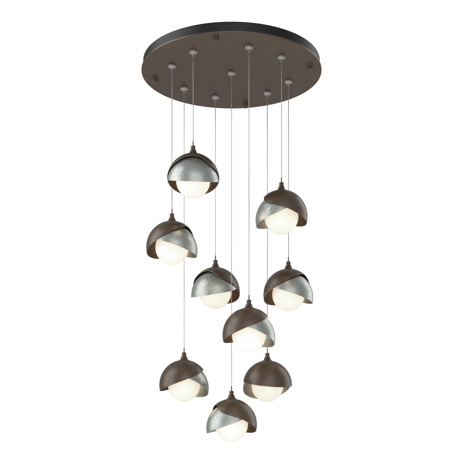 Hubbardton Forge - 131105-SKT-STND-05-82-GG0711 - Brooklyn 9-Light Double Shade Pendant - Brooklyn - Bronze