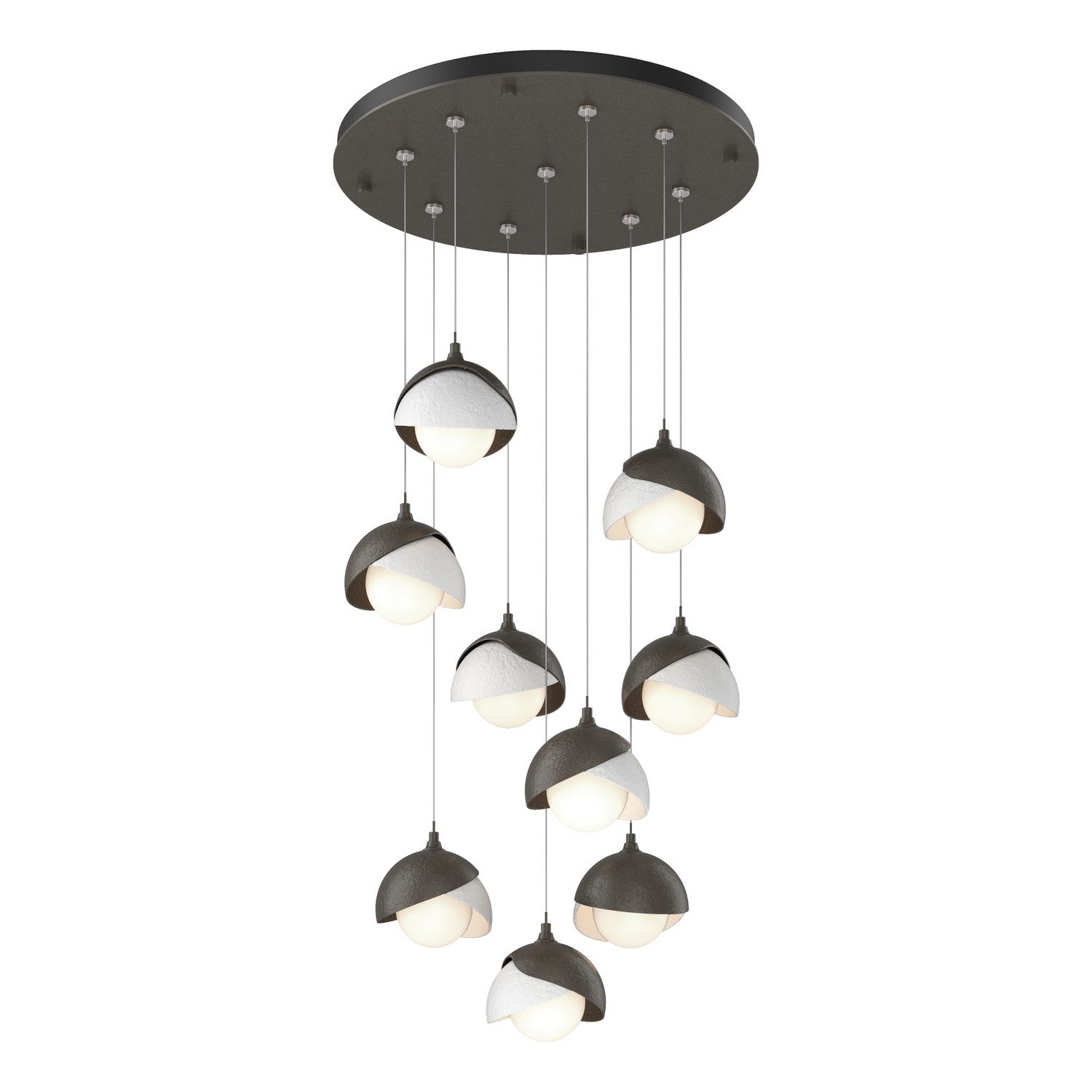 Hubbardton Forge - 131105-SKT-STND-07-02-GG0711 - Brooklyn 9-Light Double Shade Pendant - Brooklyn - Dark Smoke