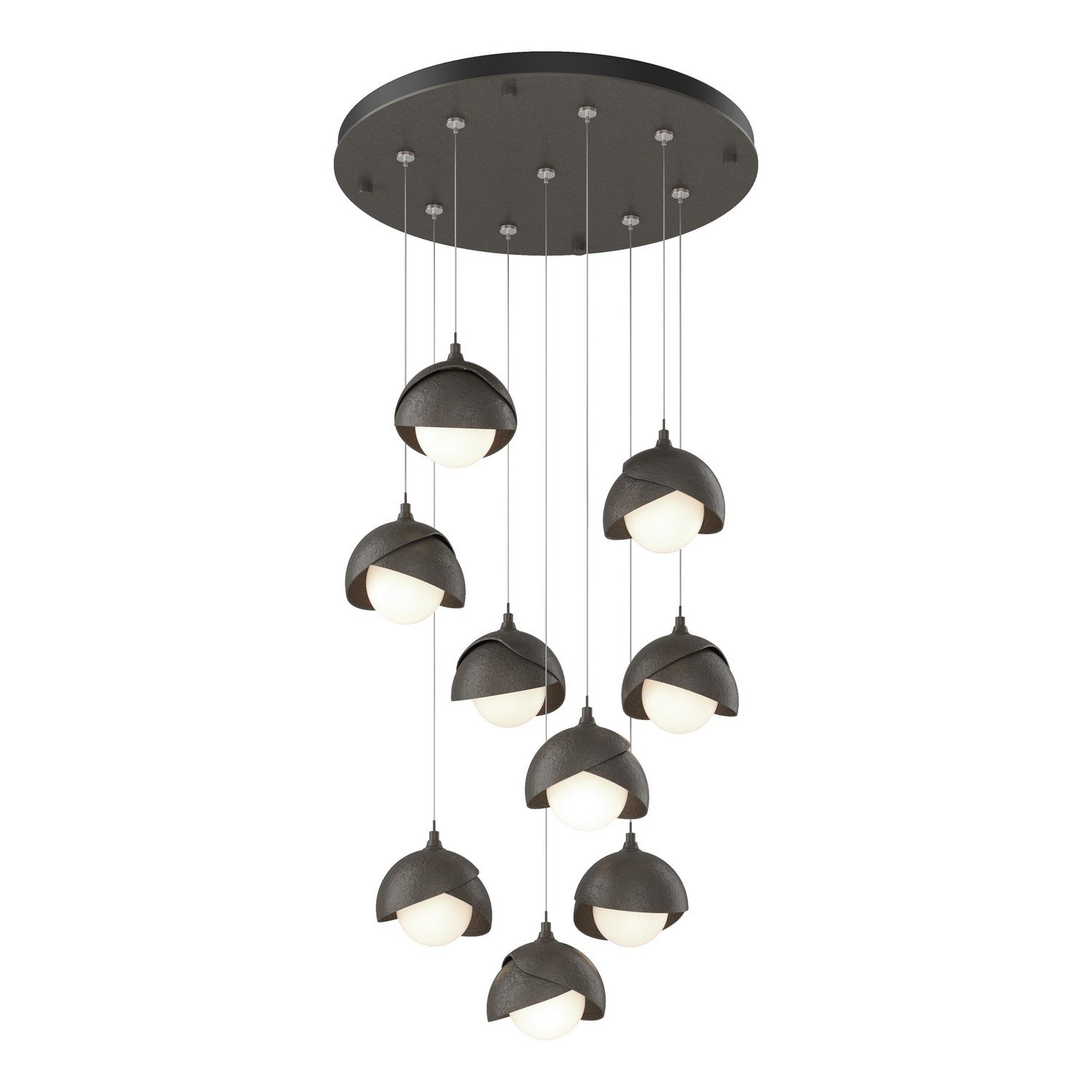 Hubbardton Forge - 131105-SKT-STND-07-07-GG0711 - Brooklyn 9-Light Double Shade Pendant - Brooklyn - Dark Smoke