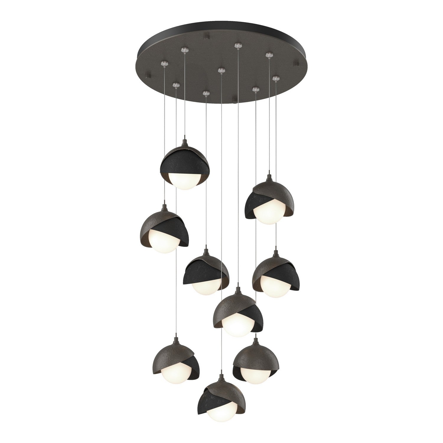 Hubbardton Forge - 131105-SKT-STND-07-10-GG0711 - Brooklyn 9-Light Double Shade Pendant - Brooklyn - Dark Smoke