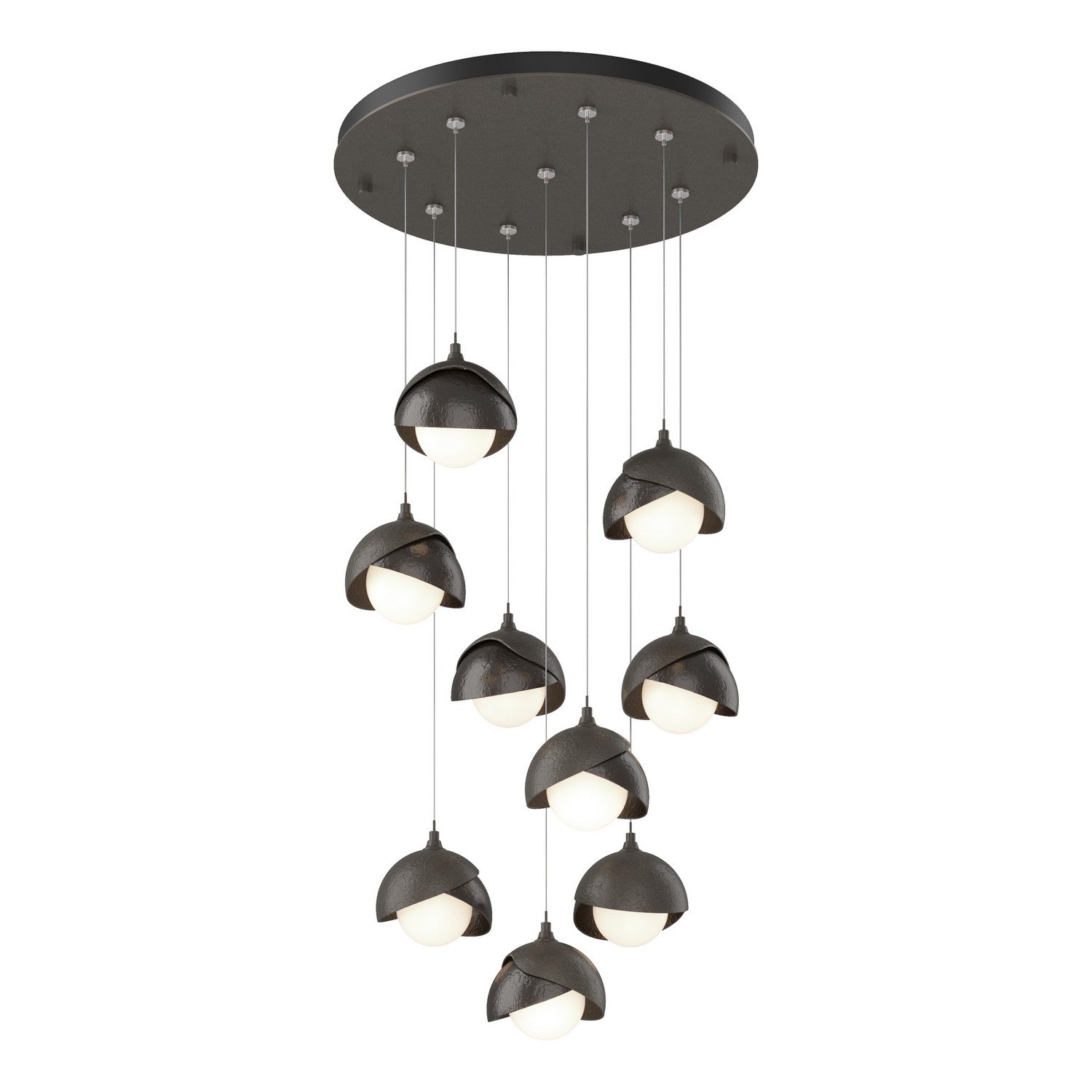 Hubbardton Forge - 131105-SKT-STND-07-14-GG0711 - Brooklyn 9-Light Double Shade Pendant - Brooklyn - Dark Smoke