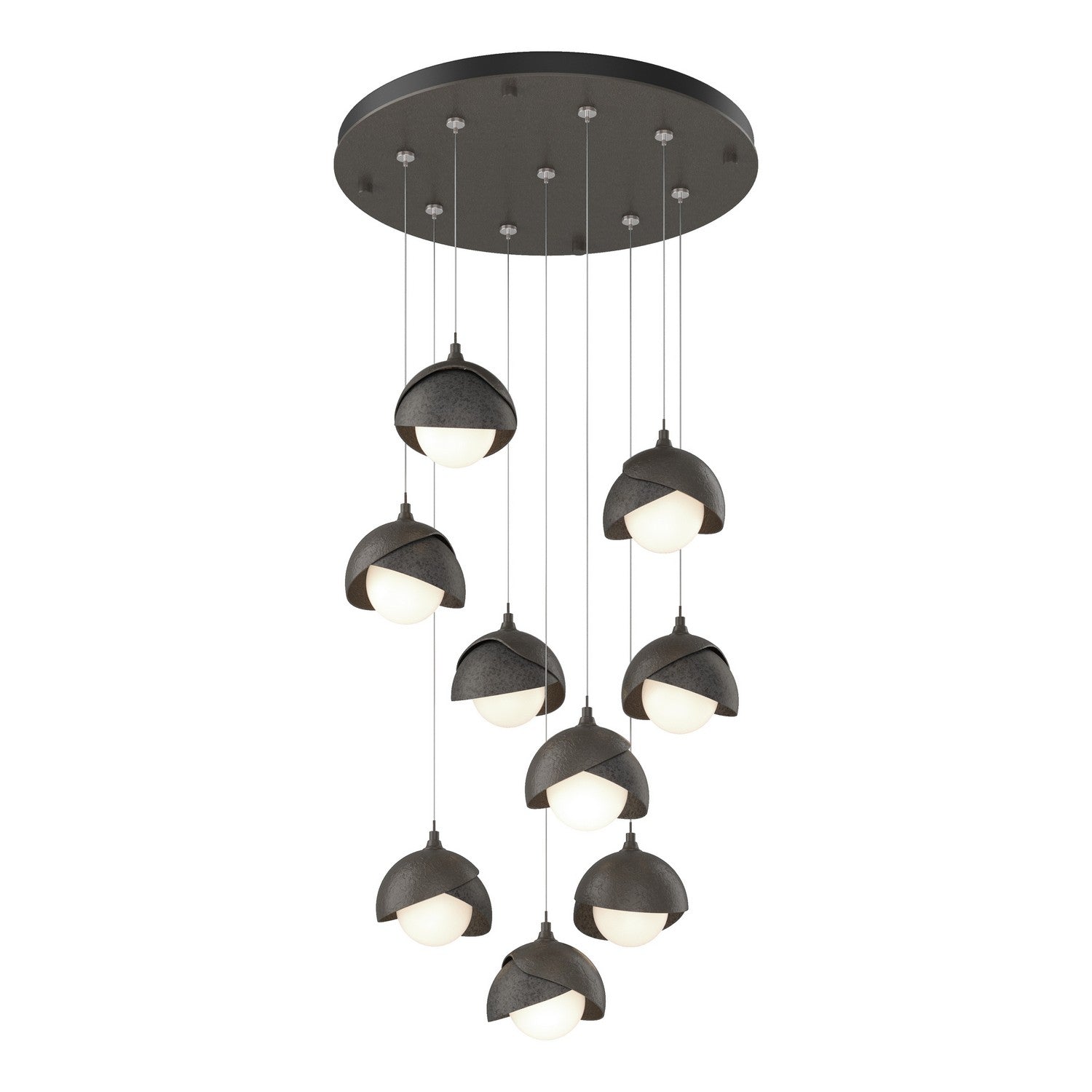 Hubbardton Forge - 131105-SKT-STND-07-20-GG0711 - Brooklyn 9-Light Double Shade Pendant - Brooklyn - Dark Smoke