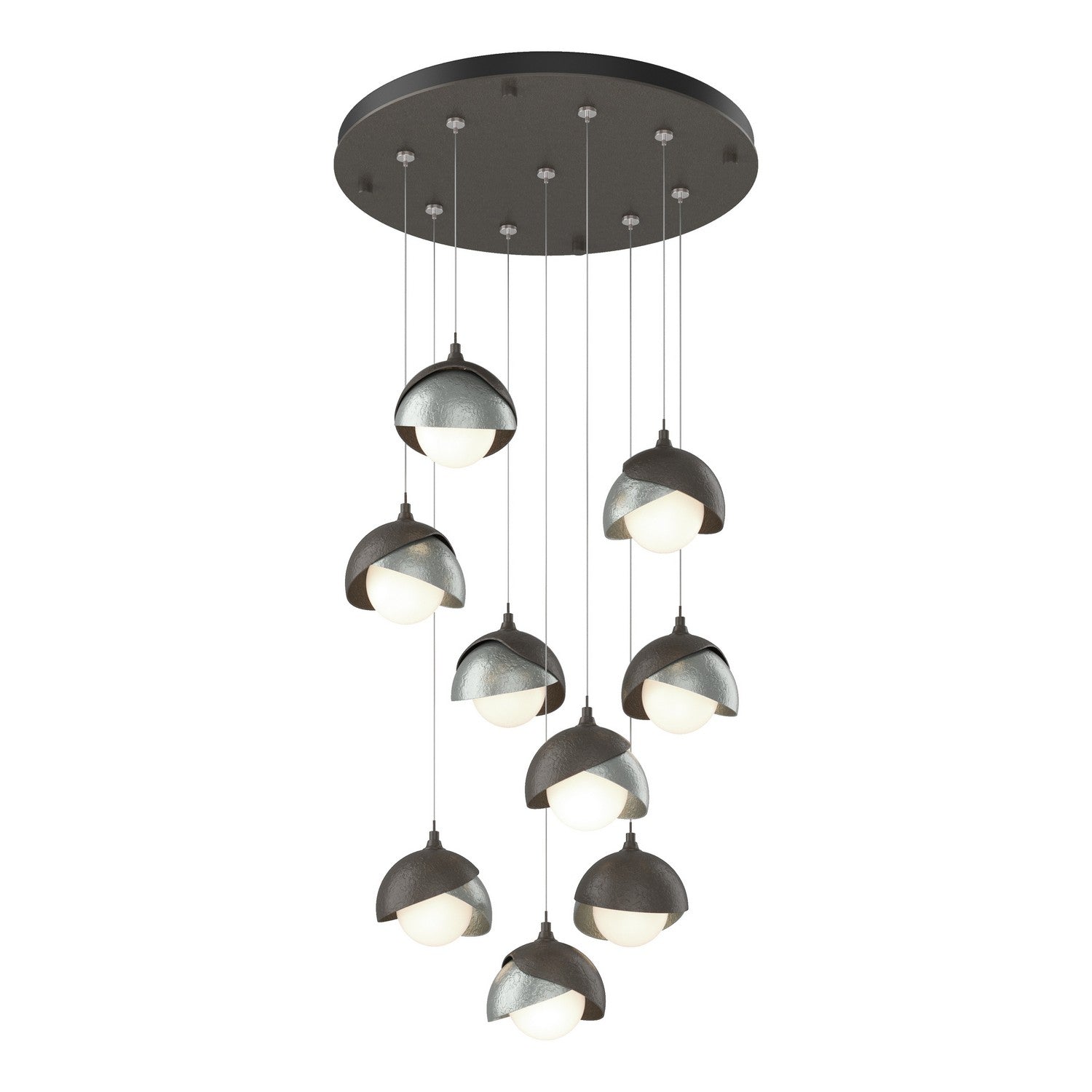 Hubbardton Forge - 131105-SKT-STND-07-82-GG0711 - Brooklyn 9-Light Double Shade Pendant - Brooklyn - Dark Smoke