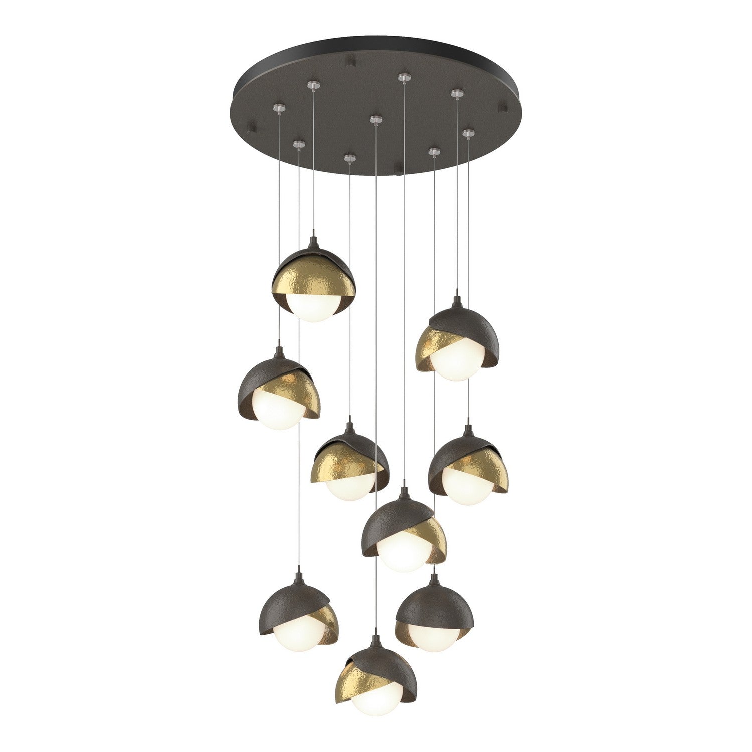 Hubbardton Forge - 131105-SKT-STND-07-86-GG0711 - Brooklyn 9-Light Double Shade Pendant - Brooklyn - Dark Smoke