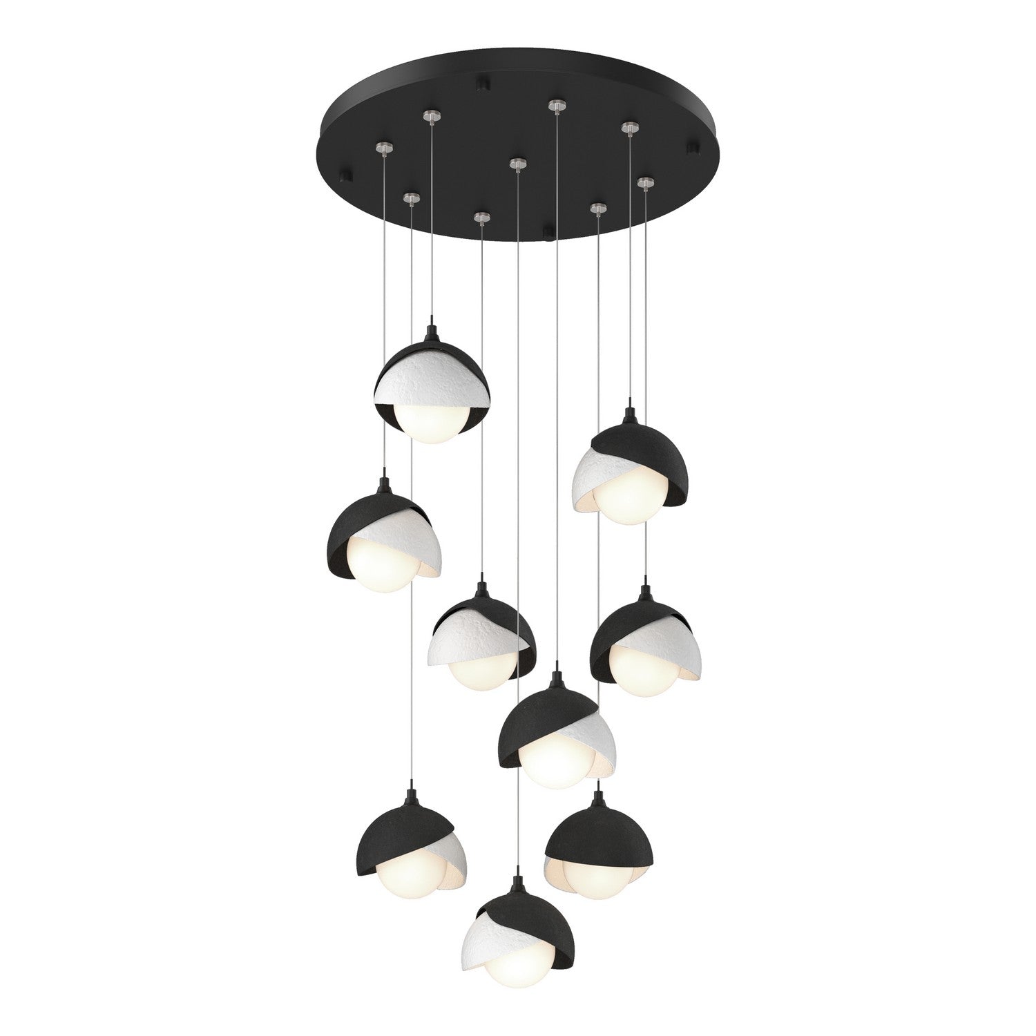 Hubbardton Forge - 131105-SKT-STND-10-02-GG0711 - Brooklyn 9-Light Double Shade Pendant - Brooklyn - Black