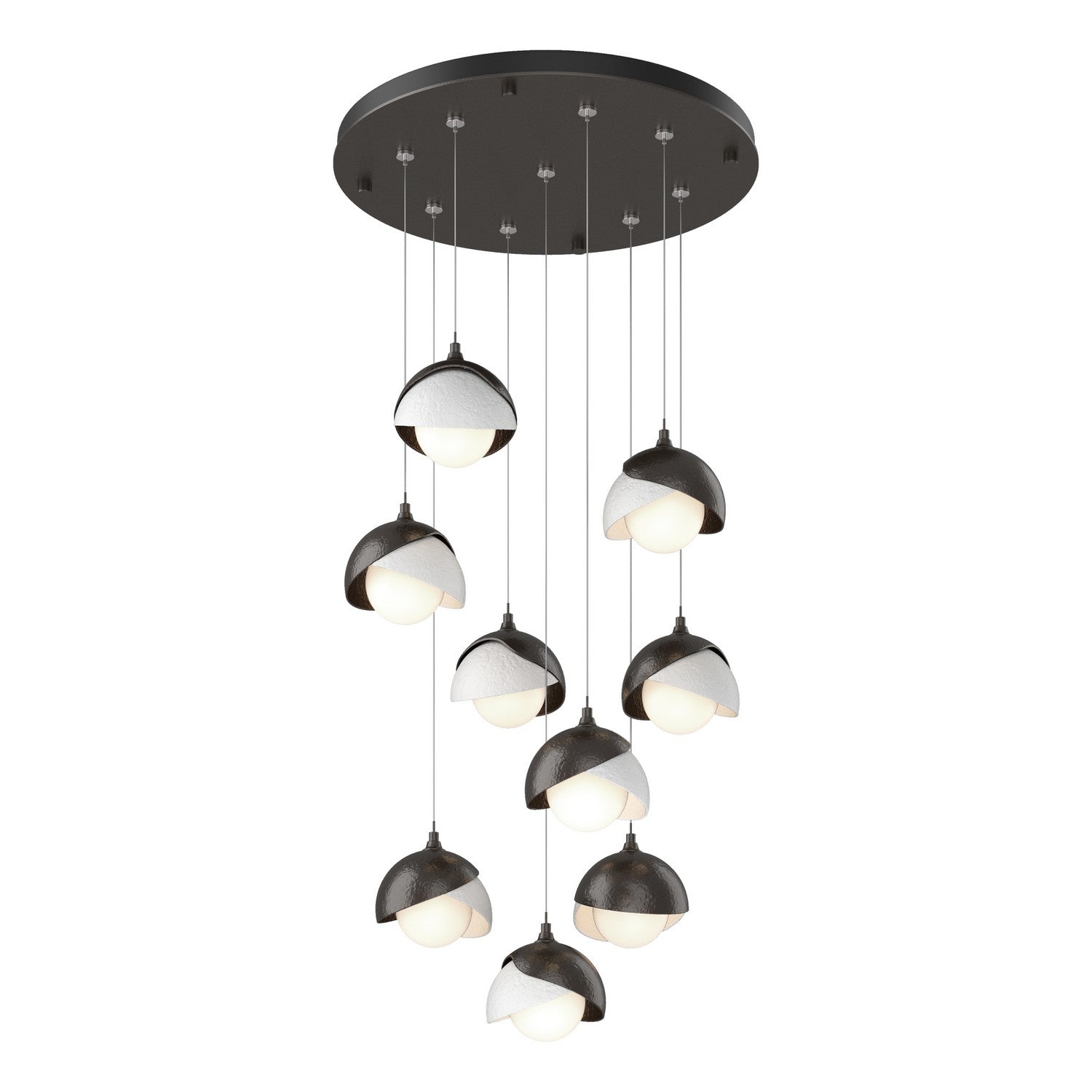 Hubbardton Forge - 131105-SKT-STND-14-02-GG0711 - Brooklyn 9-Light Double Shade Pendant - Brooklyn - Oil Rubbed Bronze