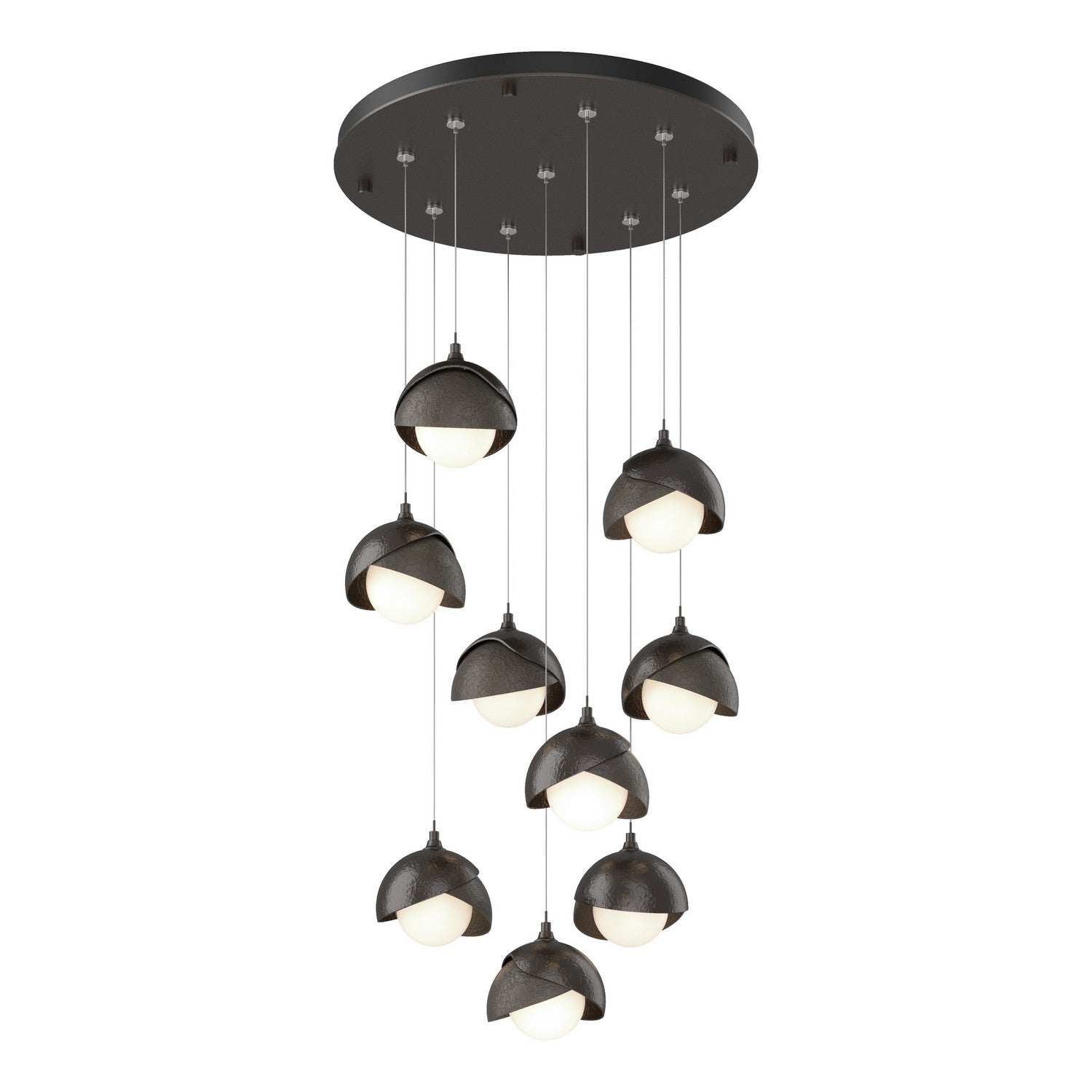 Hubbardton Forge - 131105-SKT-STND-14-07-GG0711 - Brooklyn 9-Light Double Shade Pendant - Brooklyn - Oil Rubbed Bronze