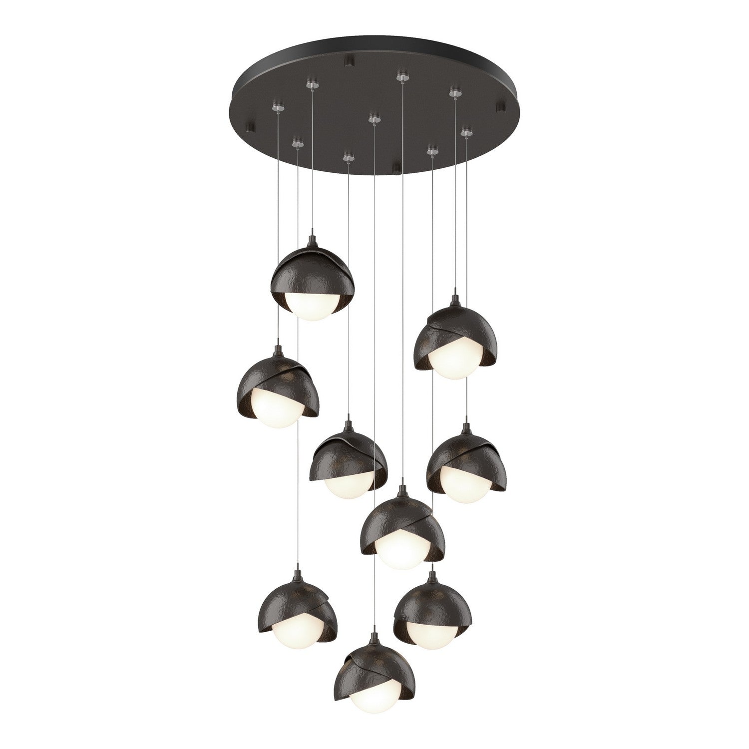 Hubbardton Forge - 131105-SKT-STND-14-14-GG0711 - Brooklyn 9-Light Double Shade Pendant - Brooklyn - Oil Rubbed Bronze