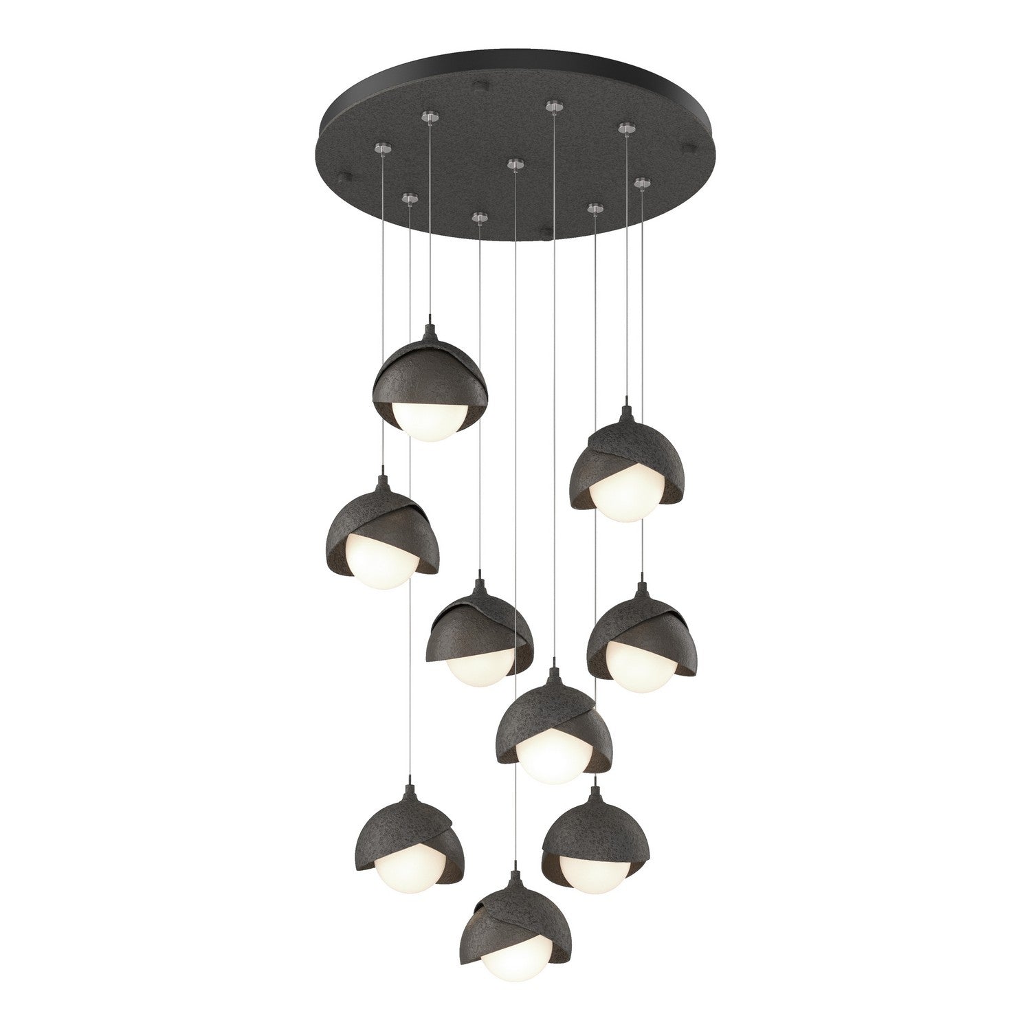 Hubbardton Forge - 131105-SKT-STND-20-07-GG0711 - Brooklyn 9-Light Double Shade Pendant - Brooklyn - Natural Iron