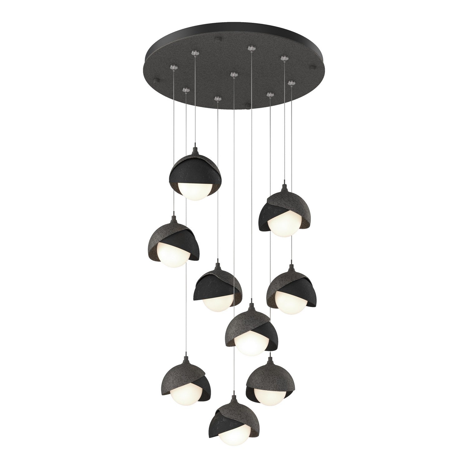 Hubbardton Forge - 131105-SKT-STND-20-10-GG0711 - Brooklyn 9-Light Double Shade Pendant - Brooklyn - Natural Iron