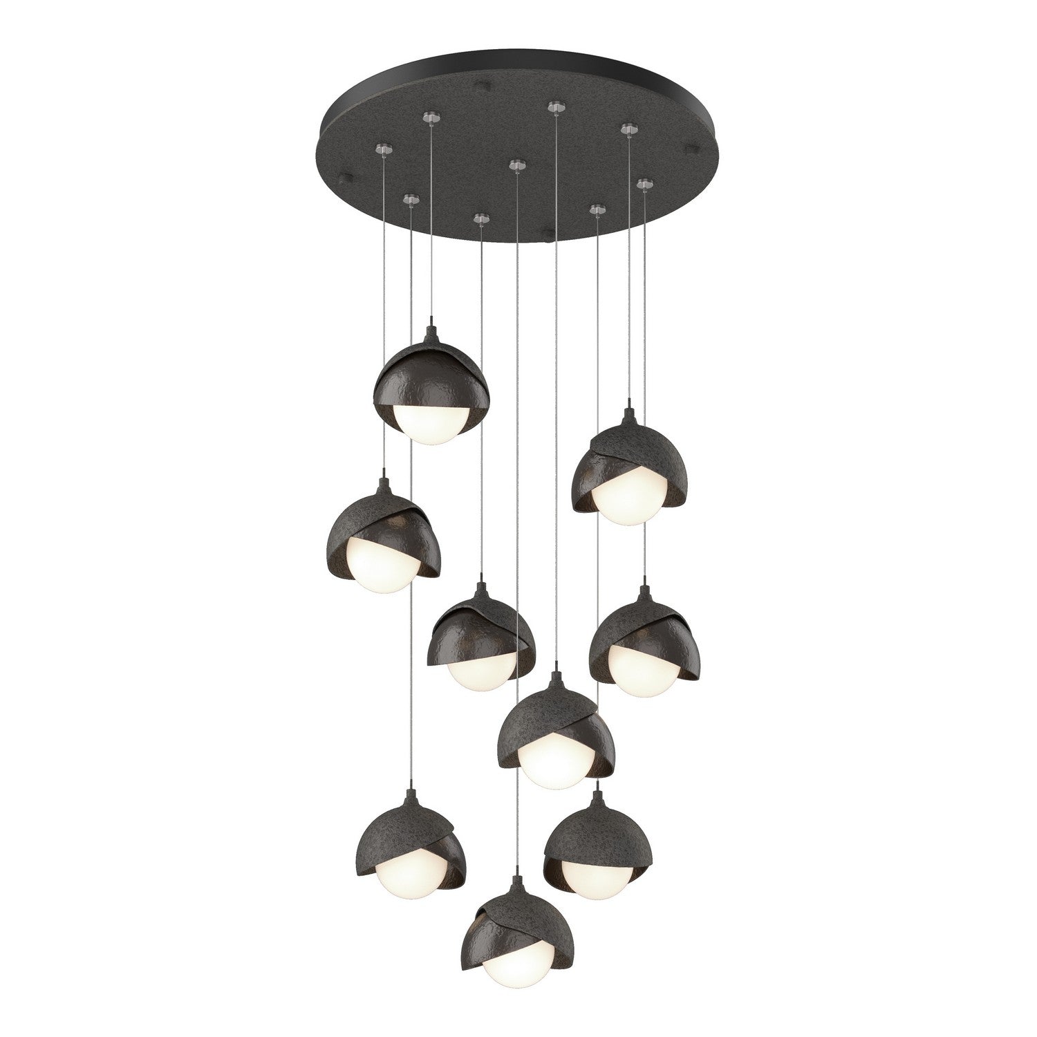 Hubbardton Forge - 131105-SKT-STND-20-14-GG0711 - Brooklyn 9-Light Double Shade Pendant - Brooklyn - Natural Iron