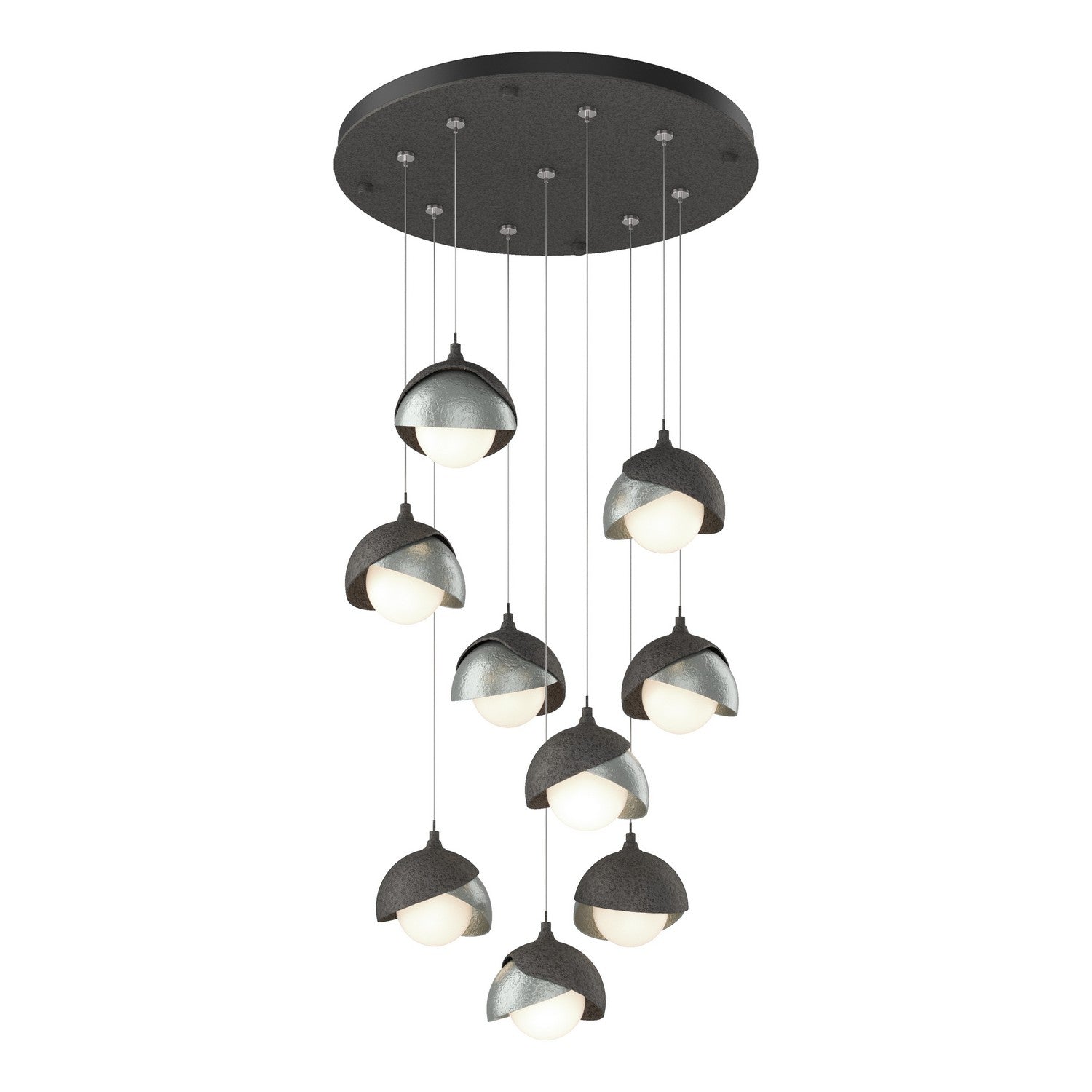 Hubbardton Forge - 131105-SKT-STND-20-82-GG0711 - Brooklyn 9-Light Double Shade Pendant - Brooklyn - Natural Iron