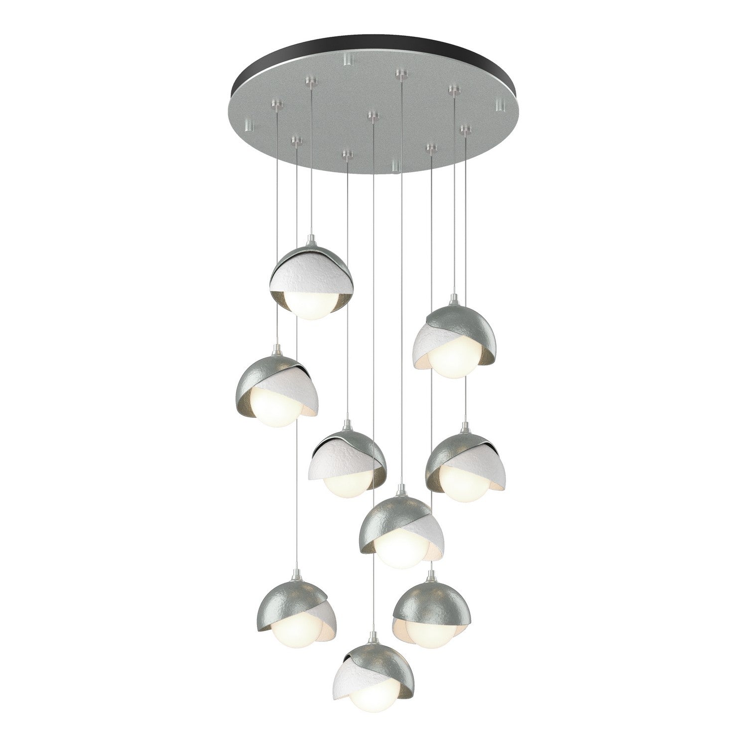 Hubbardton Forge - 131105-SKT-STND-82-02-GG0711 - Brooklyn 9-Light Double Shade Pendant - Brooklyn - Vintage Platinum