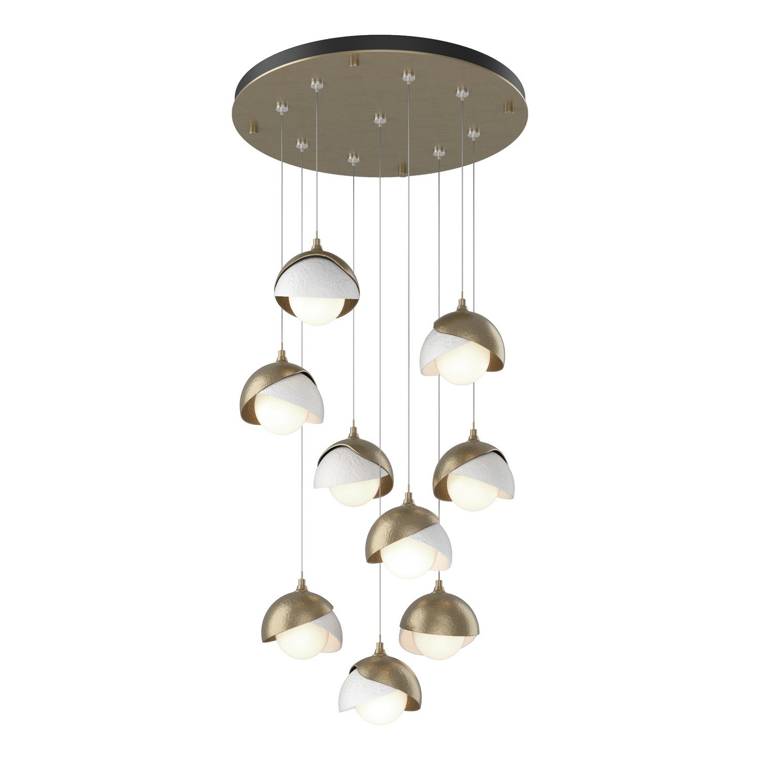 Hubbardton Forge - 131105-SKT-STND-84-02-GG0711 - Brooklyn 9-Light Double Shade Pendant - Brooklyn - Soft Gold