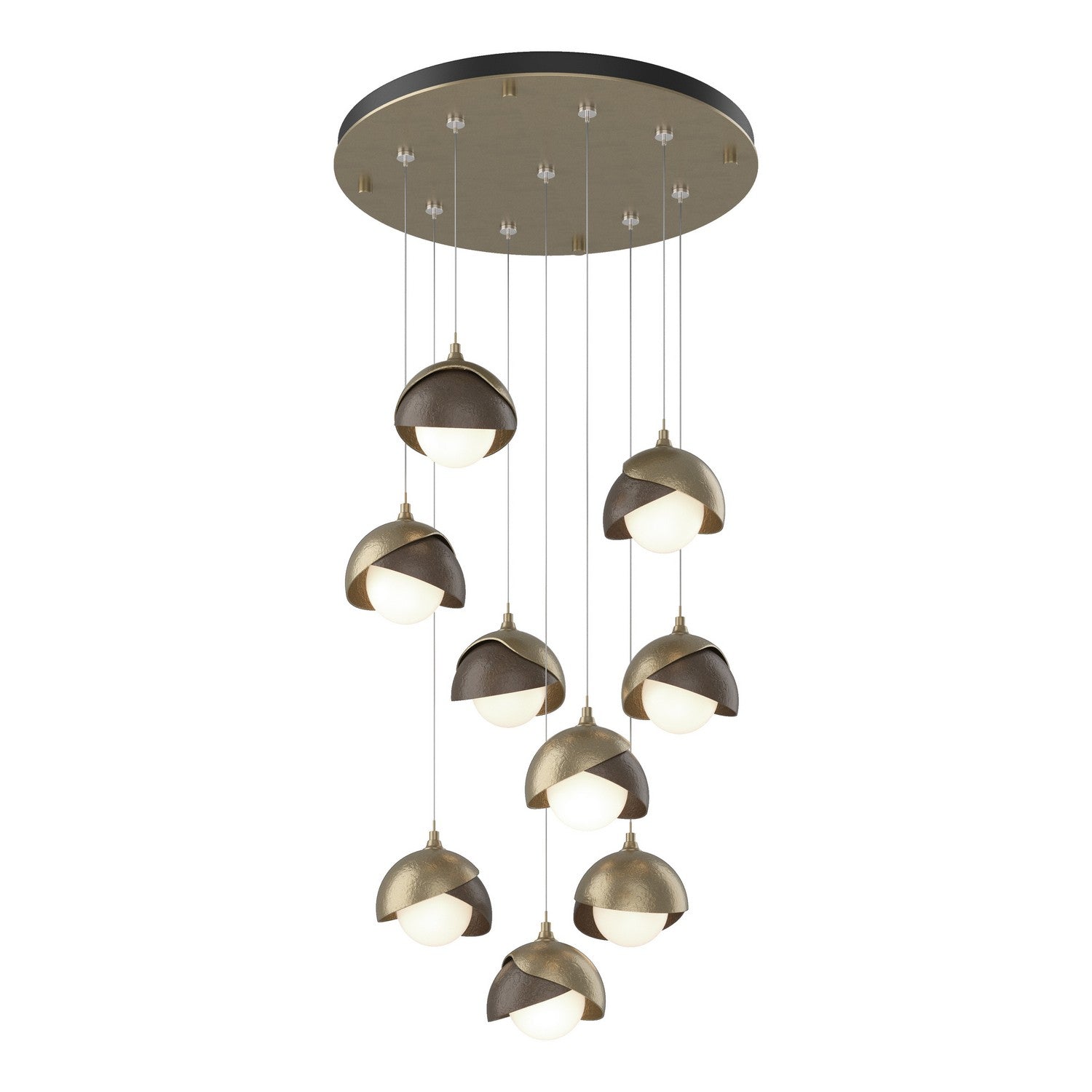 Hubbardton Forge - 131105-SKT-STND-84-05-GG0711 - Brooklyn 9-Light Double Shade Pendant - Brooklyn - Soft Gold
