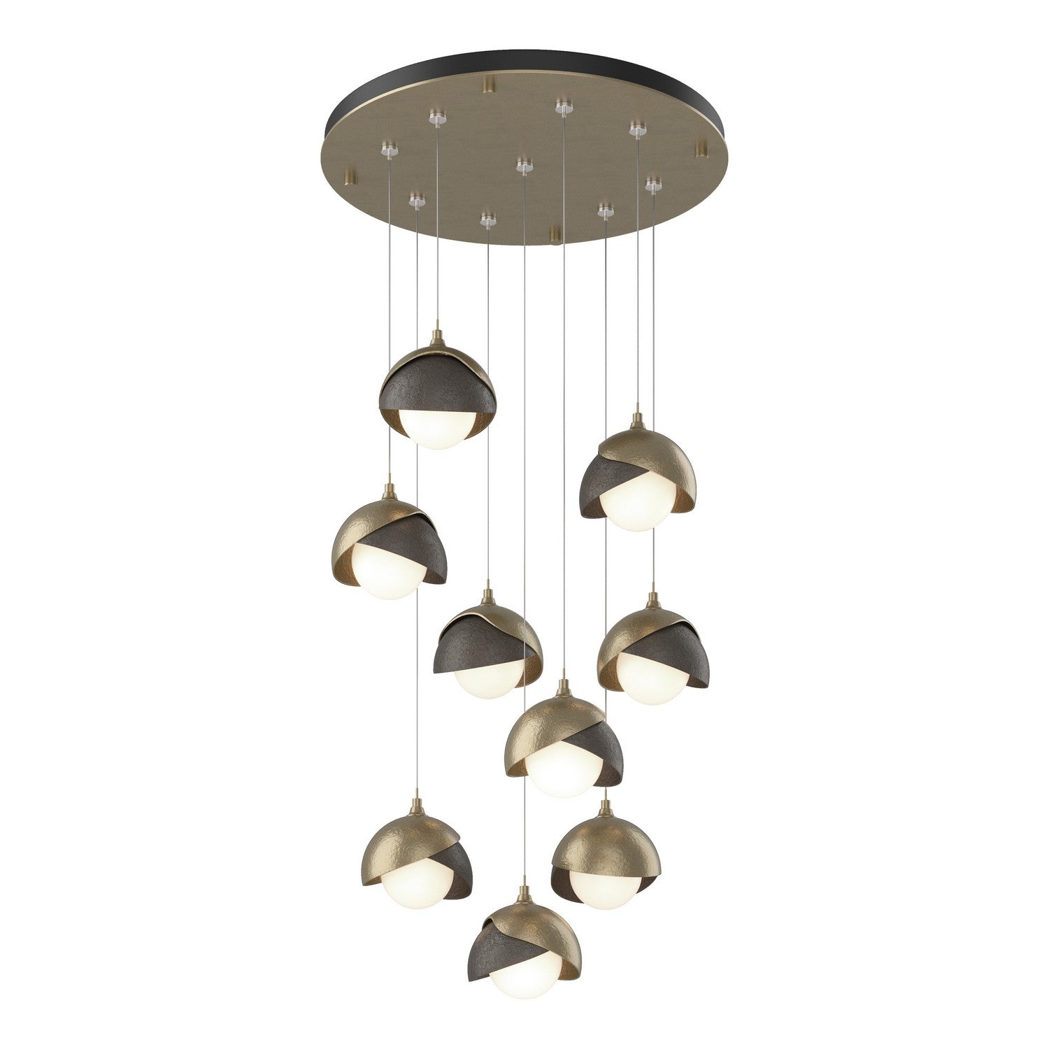 Hubbardton Forge - 131105-SKT-STND-84-07-GG0711 - Brooklyn 9-Light Double Shade Pendant - Brooklyn - Soft Gold
