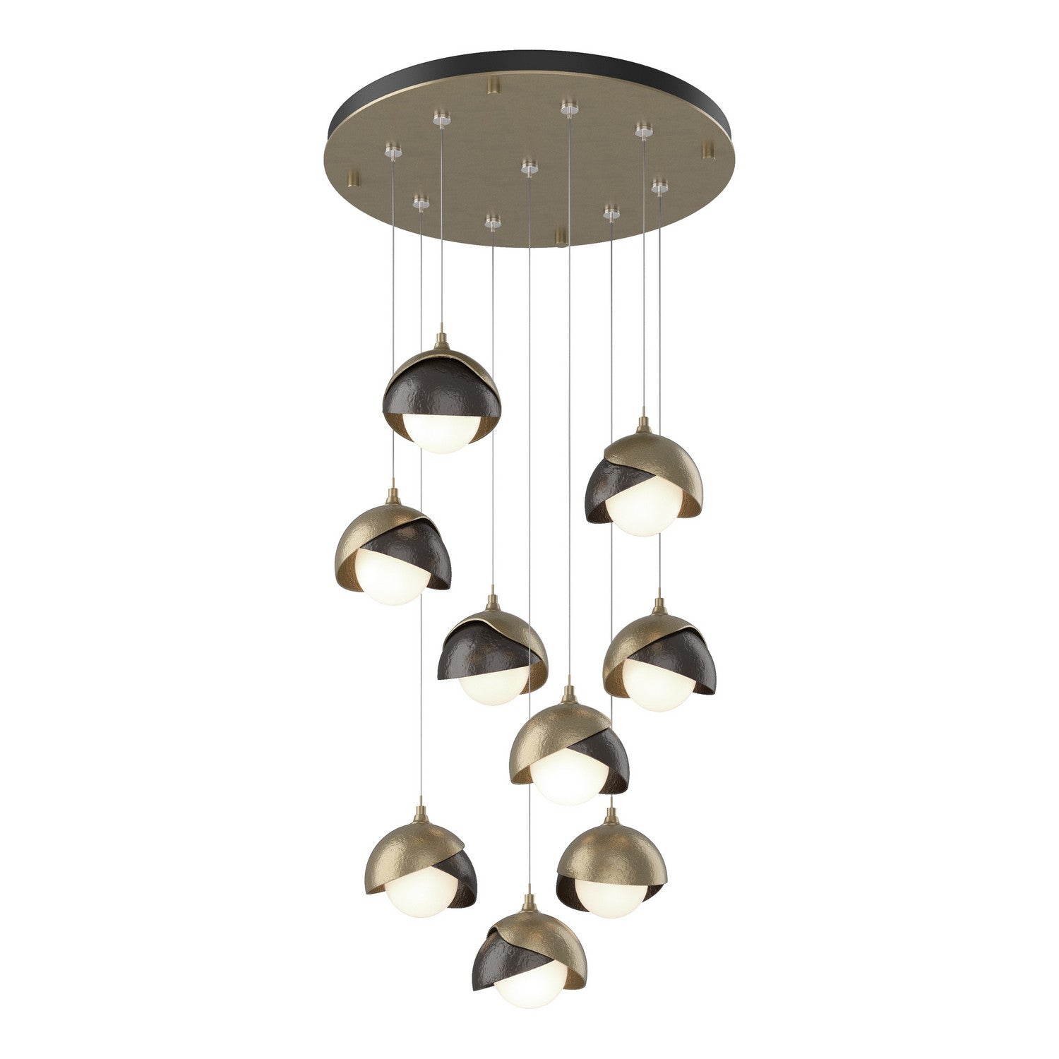 Hubbardton Forge - 131105-SKT-STND-84-14-GG0711 - Brooklyn 9-Light Double Shade Pendant - Brooklyn - Soft Gold