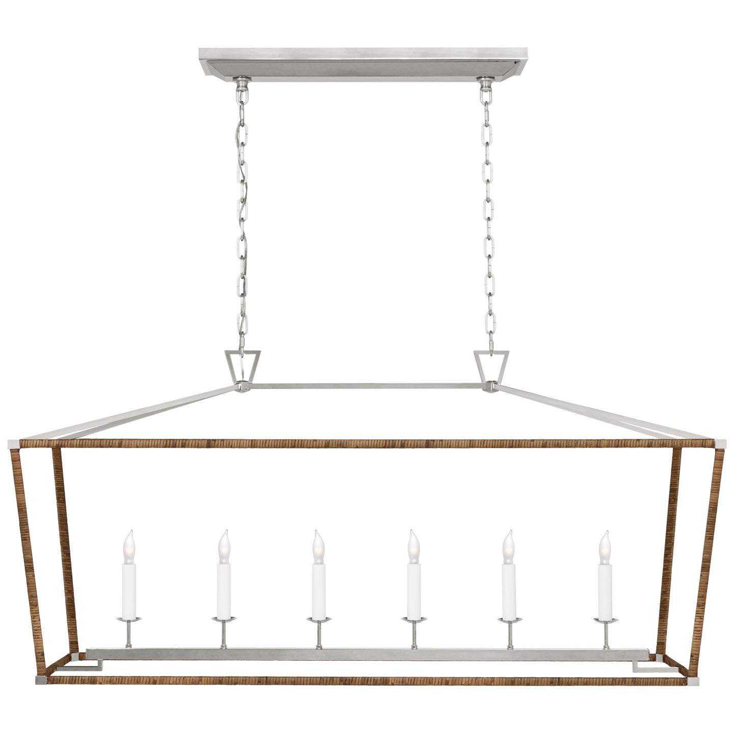 Visual Comfort Signature - CHC 5766PN/NRT - LED Linear Lantern - Darlana Wrapped - Polished Nickel and Natural Rattan