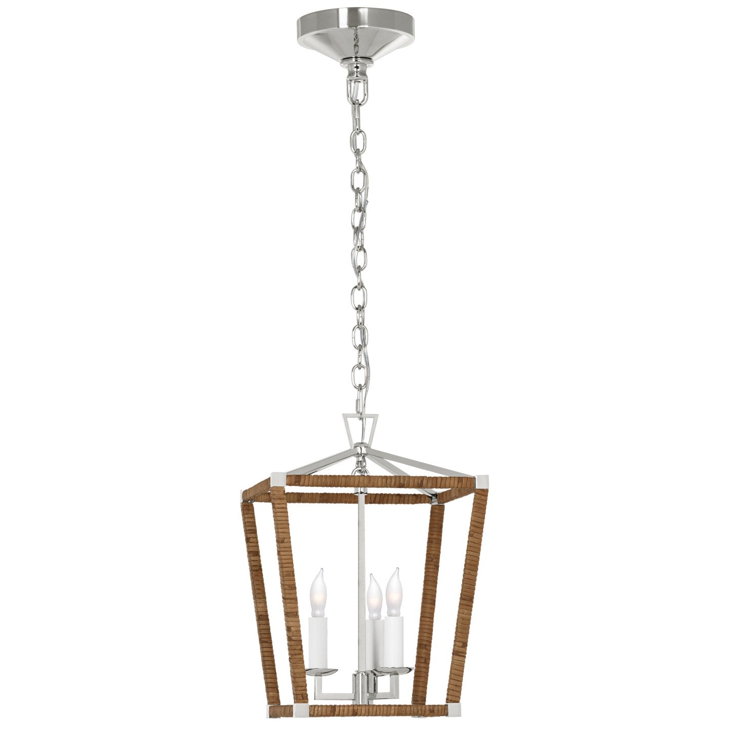 Visual Comfort Signature - CHC 5875PN/NRT - LED Lantern - Darlana Wrapped - Polished Nickel and Natural Rattan