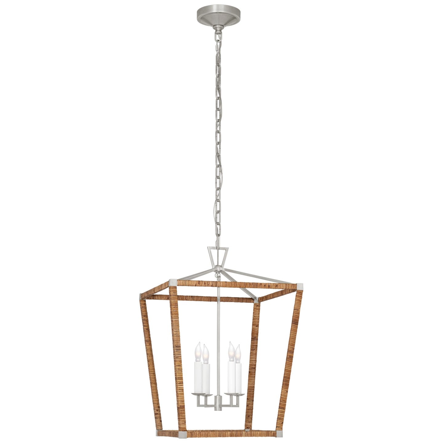 Visual Comfort Signature - CHC 5877PN/NRT - LED Lantern - Darlana Wrapped - Polished Nickel and Natural Rattan