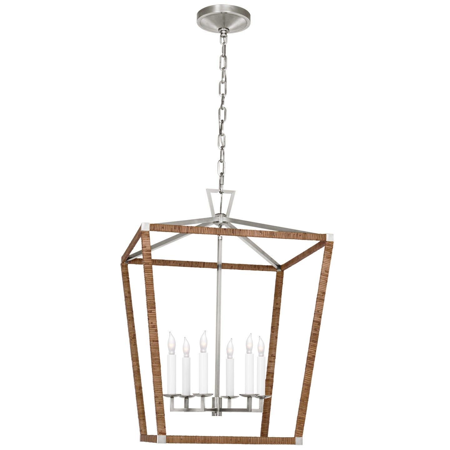 Visual Comfort Signature - CHC 5879PN/NRT - LED Lantern - Darlana Wrapped - Polished Nickel and Natural Rattan