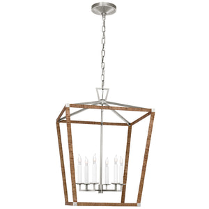 Visual Comfort Signature - CHC 5879PN/NRT - LED Lantern - Darlana Wrapped - Polished Nickel and Natural Rattan