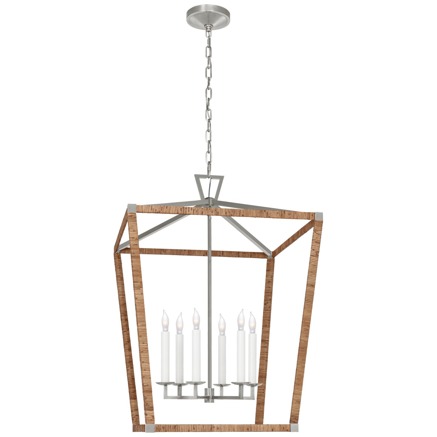 Visual Comfort Signature - CHC 5881PN/NRT - LED Lantern - Darlana Wrapped - Polished Nickel and Natural Rattan