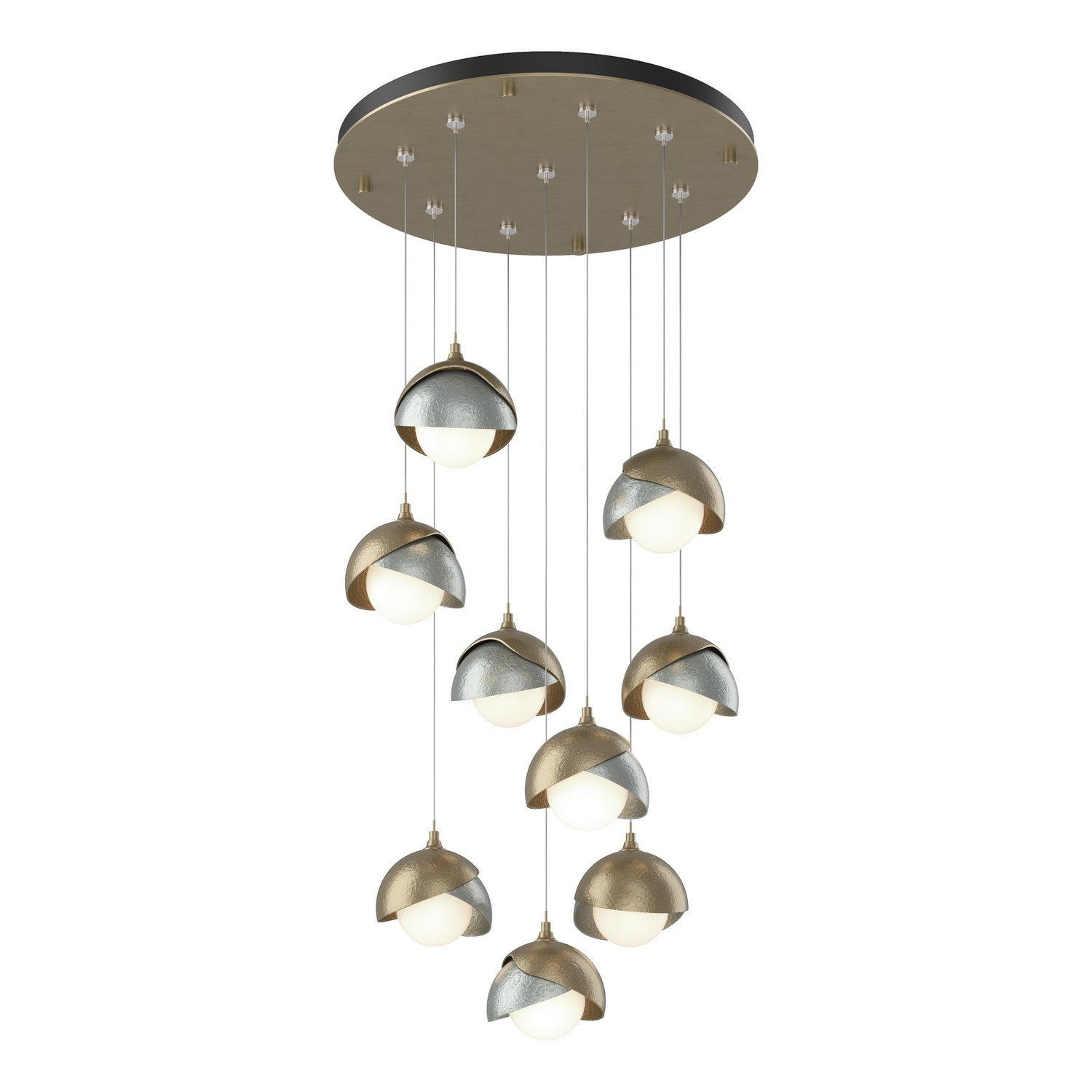 Hubbardton Forge - 131105-SKT-STND-84-82-GG0711 - Brooklyn 9-Light Double Shade Pendant - Brooklyn - Soft Gold
