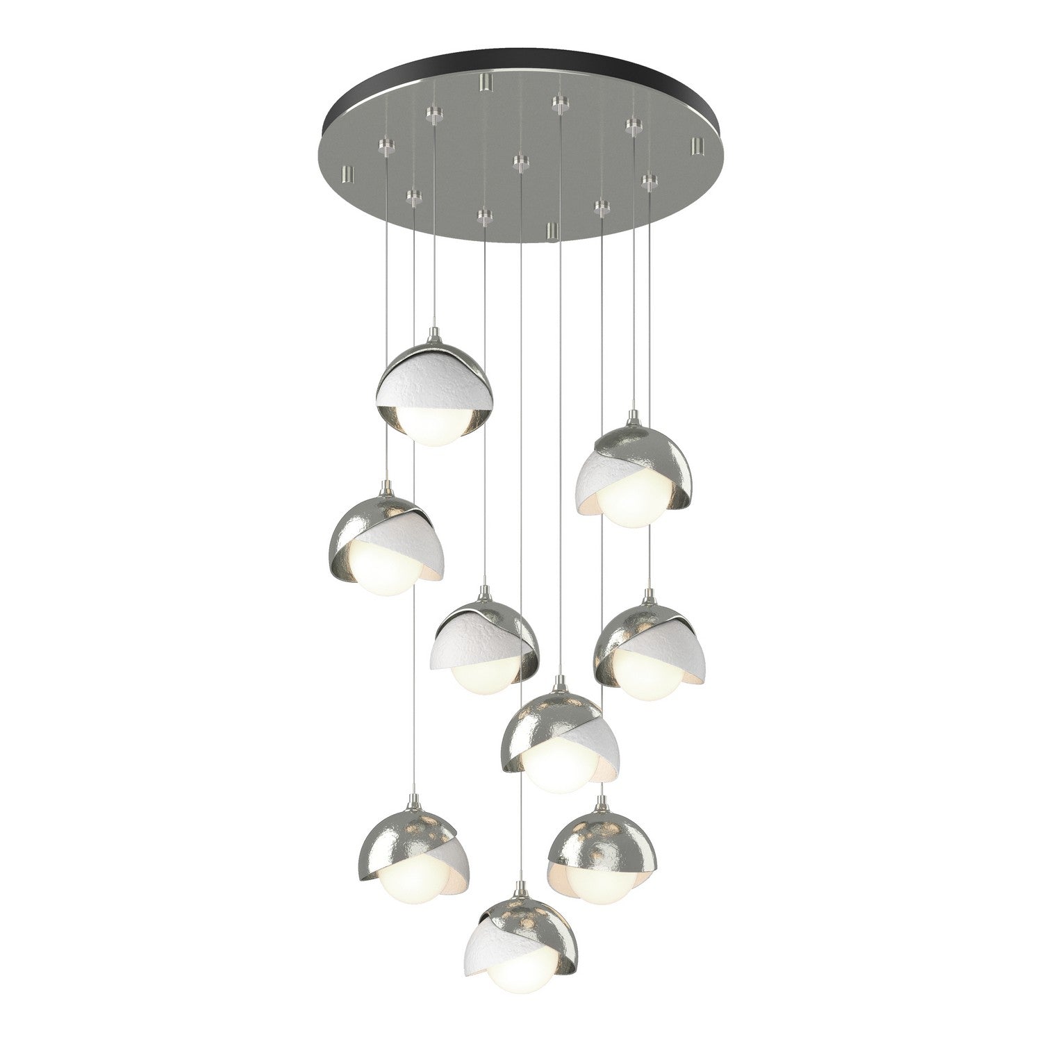 Hubbardton Forge - 131105-SKT-STND-85-02-GG0711 - Brooklyn 9-Light Double Shade Pendant - Brooklyn - Sterling