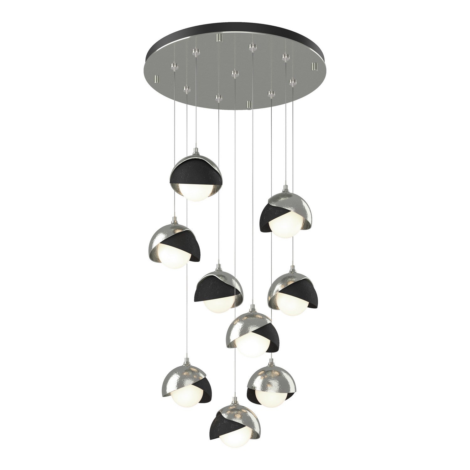 Hubbardton Forge - 131105-SKT-STND-85-10-GG0711 - Brooklyn 9-Light Double Shade Pendant - Brooklyn - Sterling