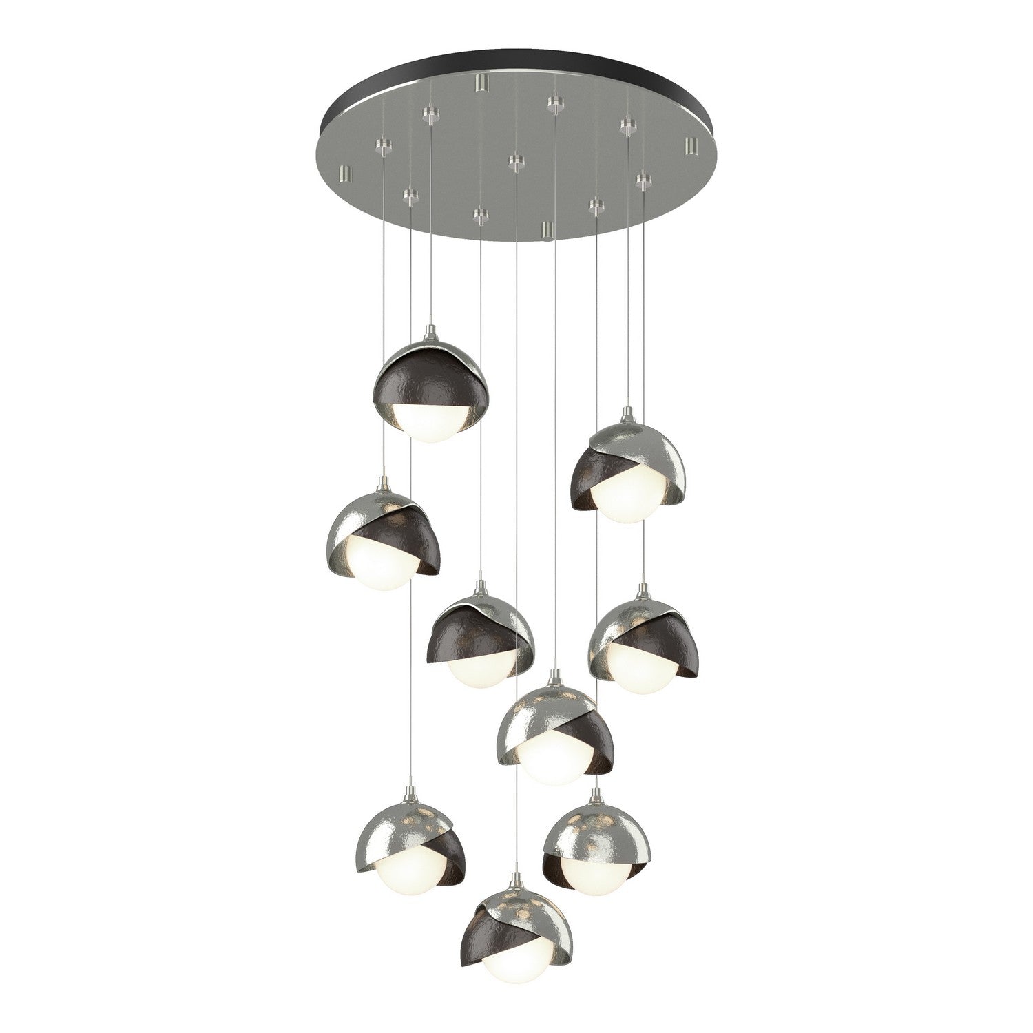 Hubbardton Forge - 131105-SKT-STND-85-14-GG0711 - Brooklyn 9-Light Double Shade Pendant - Brooklyn - Sterling