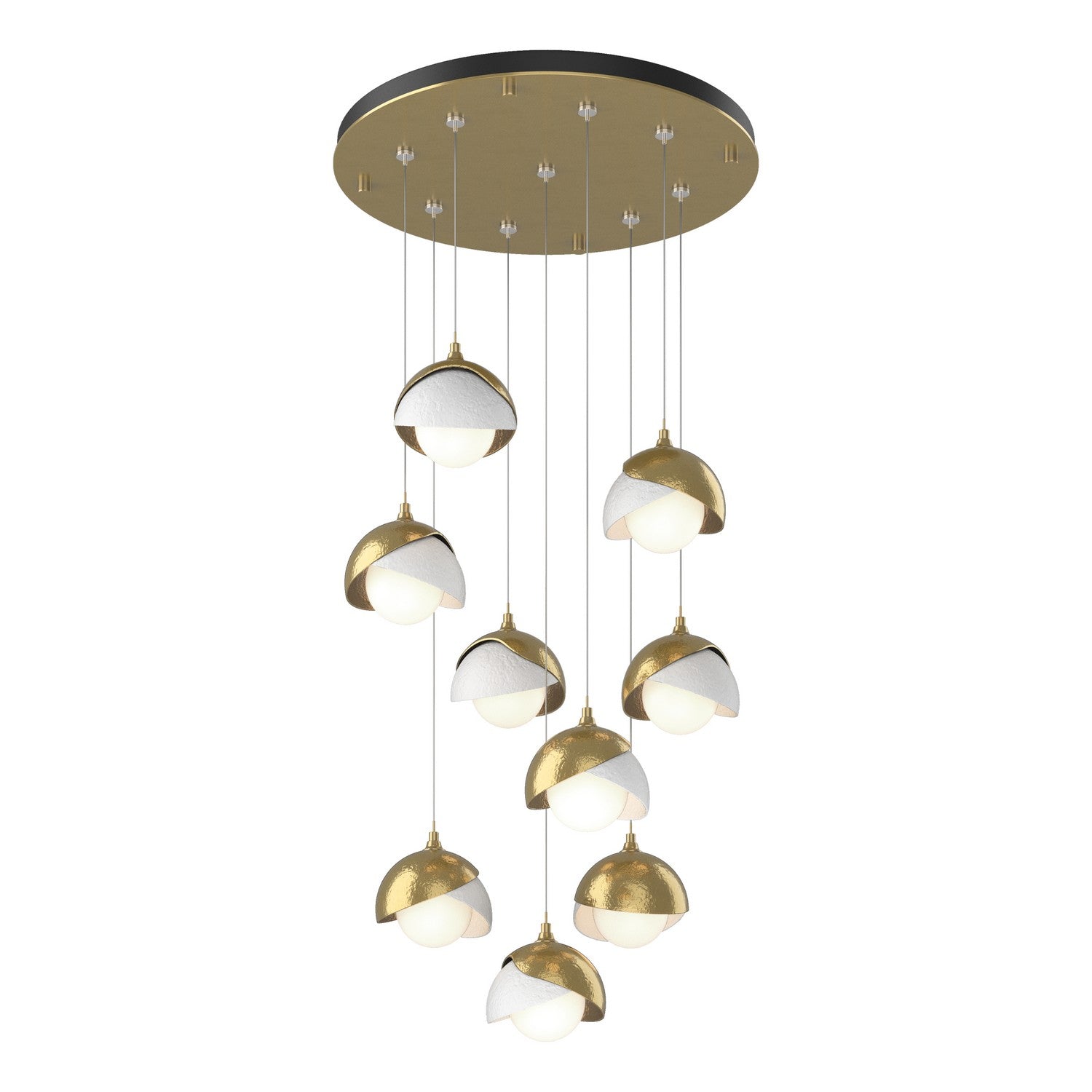 Hubbardton Forge - 131105-SKT-STND-86-02-GG0711 - Brooklyn 9-Light Double Shade Pendant - Brooklyn - Modern Brass