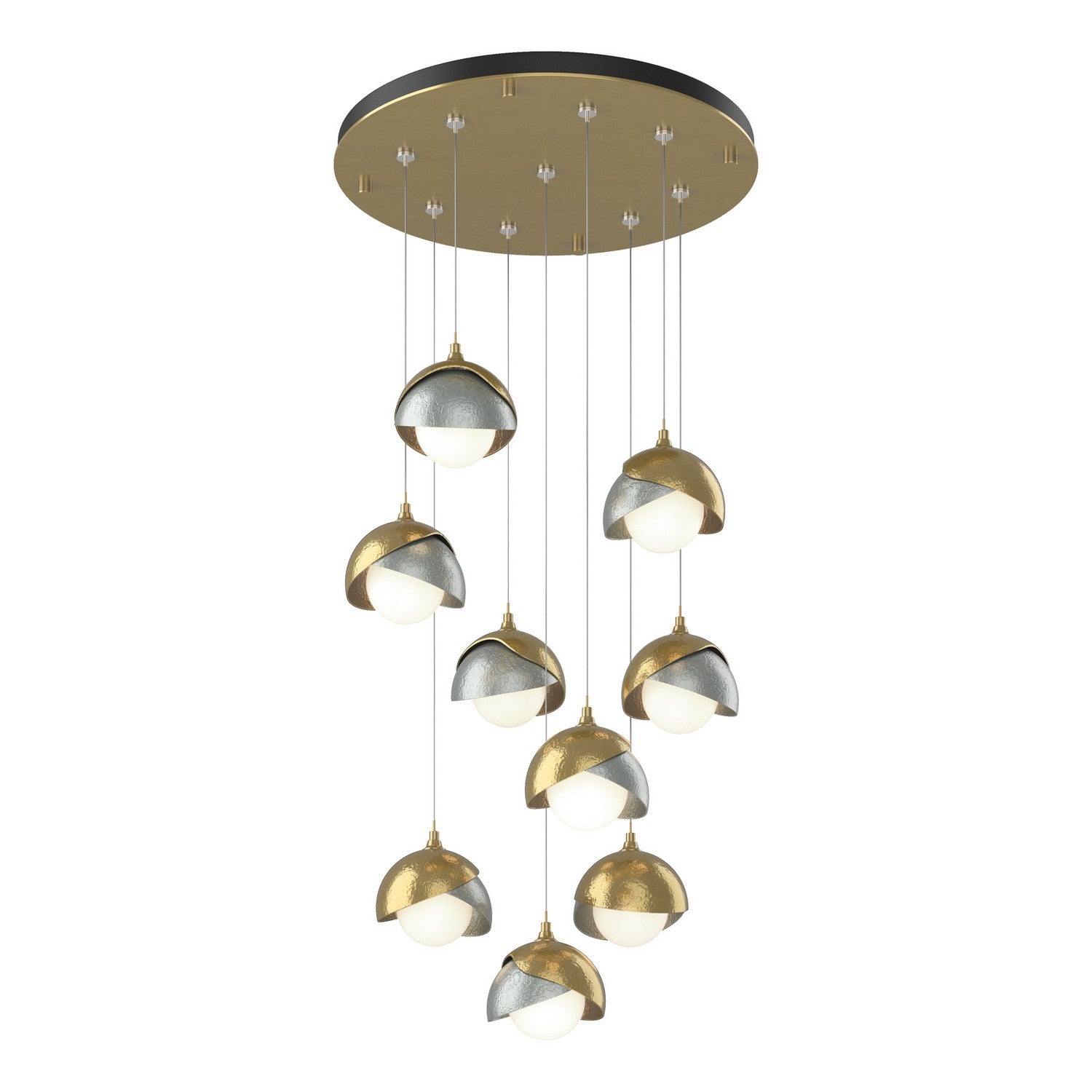 Hubbardton Forge - 131105-SKT-STND-86-82-GG0711 - Brooklyn 9-Light Double Shade Pendant - Brooklyn - Modern Brass