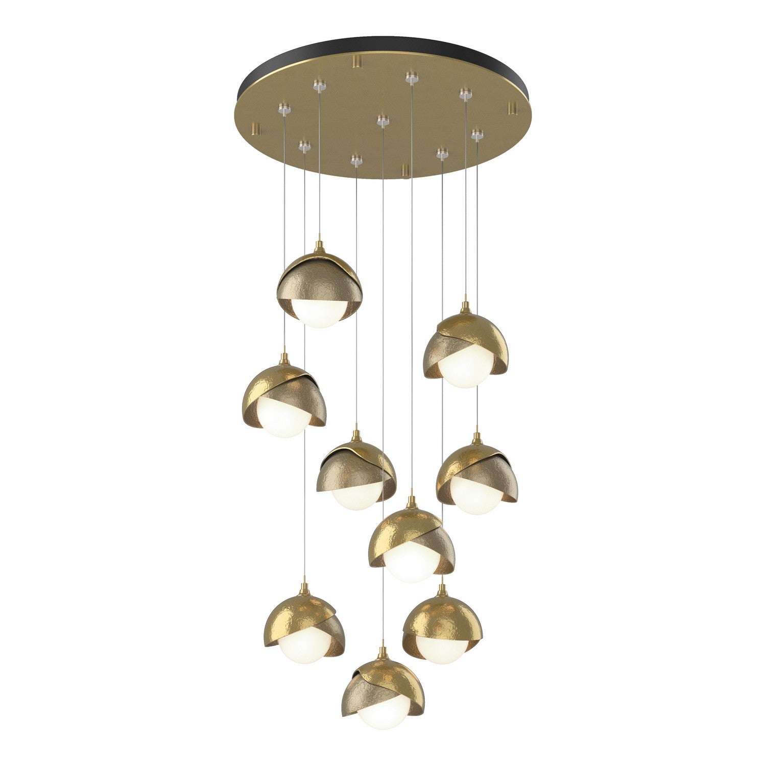 Hubbardton Forge - 131105-SKT-STND-86-84-GG0711 - Brooklyn 9-Light Double Shade Pendant - Brooklyn - Modern Brass