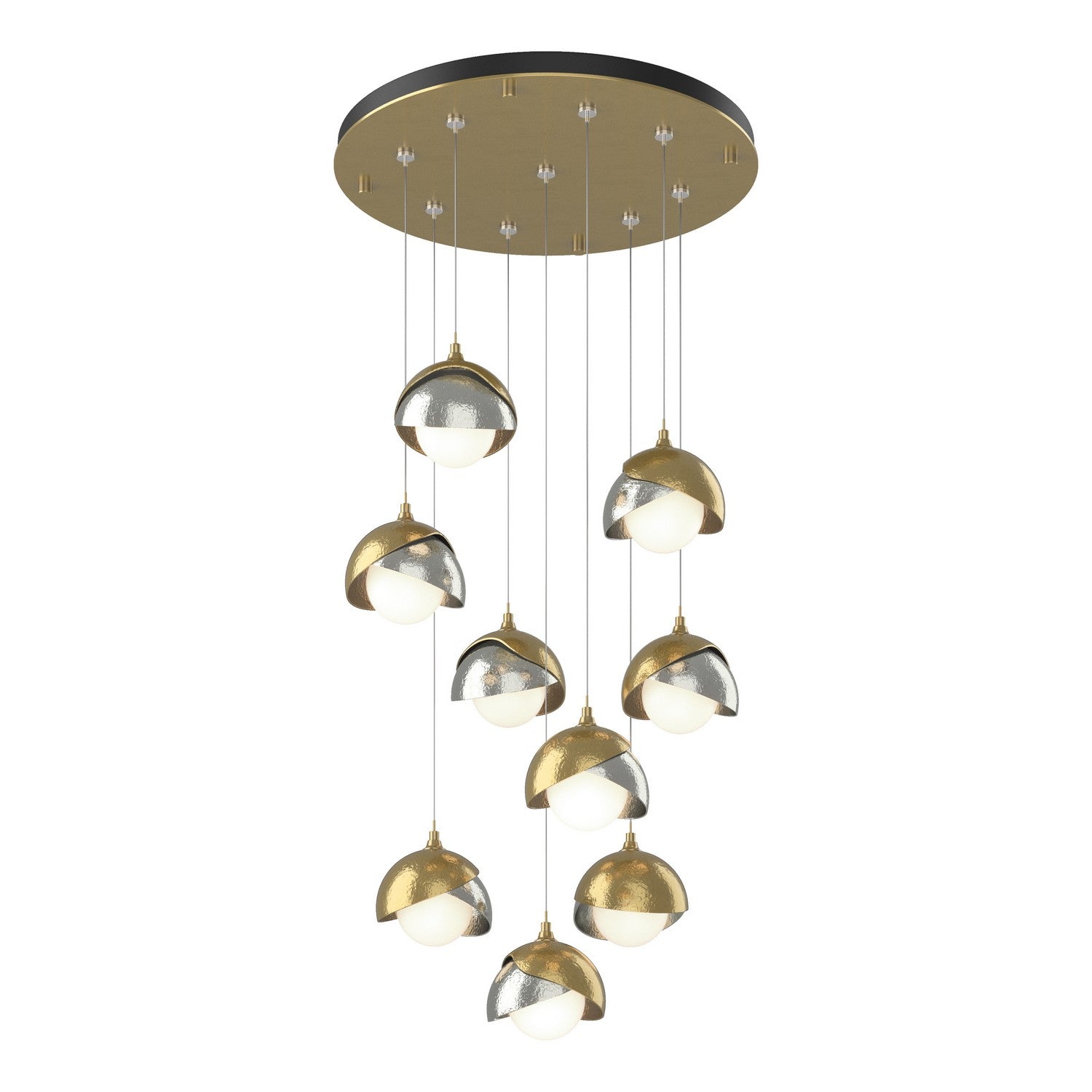Hubbardton Forge - 131105-SKT-STND-86-85-GG0711 - Brooklyn 9-Light Double Shade Pendant - Brooklyn - Modern Brass