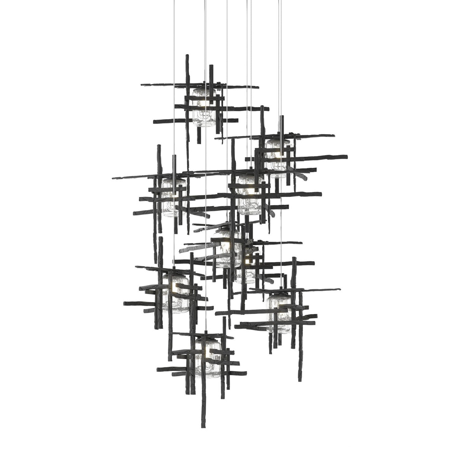Hubbardton Forge - 131107-SKT-LONG-10-II0728 - Tura 9-Light Seeded Glass Pendant - Tura - Black