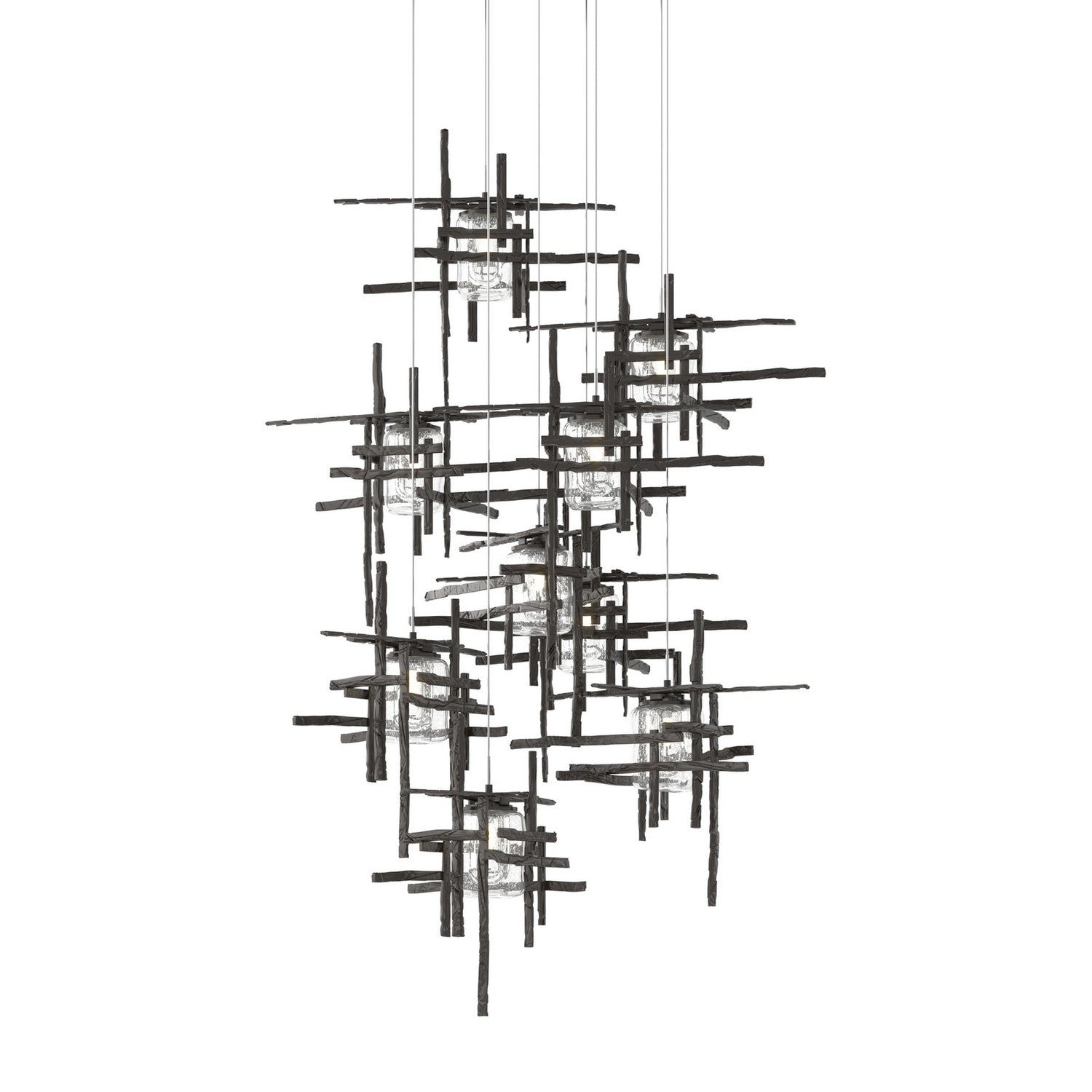 Hubbardton Forge - 131107-SKT-LONG-14-II0728 - Tura 9-Light Seeded Glass Pendant - Tura - Oil Rubbed Bronze