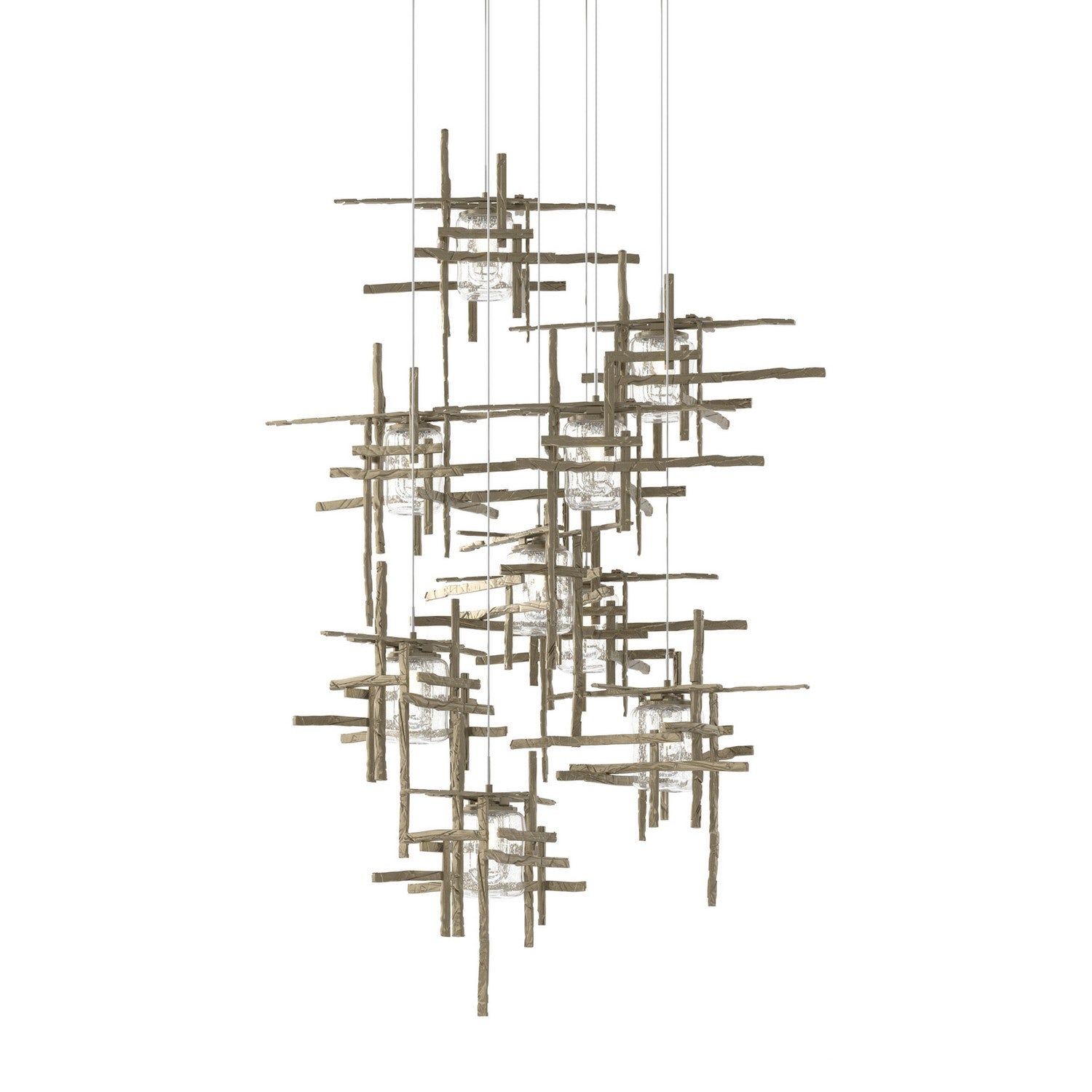 Hubbardton Forge - 131107-SKT-LONG-82-II0728 - Tura 9-Light Seeded Glass Pendant - Tura - Vintage Platinum