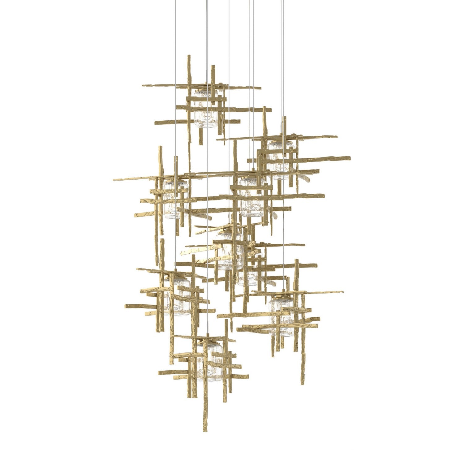 Hubbardton Forge - 131107-SKT-LONG-86-II0728 - Tura 9-Light Seeded Glass Pendant - Tura - Modern Brass