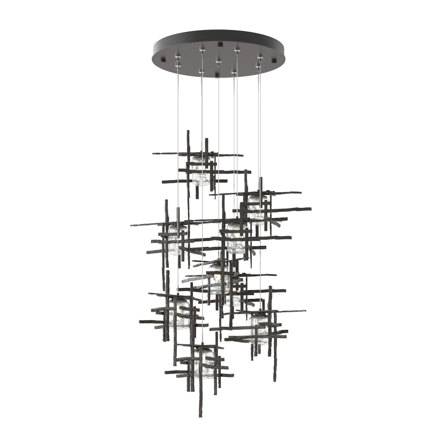 Hubbardton Forge - 131107-SKT-STND-14-II0728 - Tura 9-Light Seeded Glass Pendant - Tura - Oil Rubbed Bronze