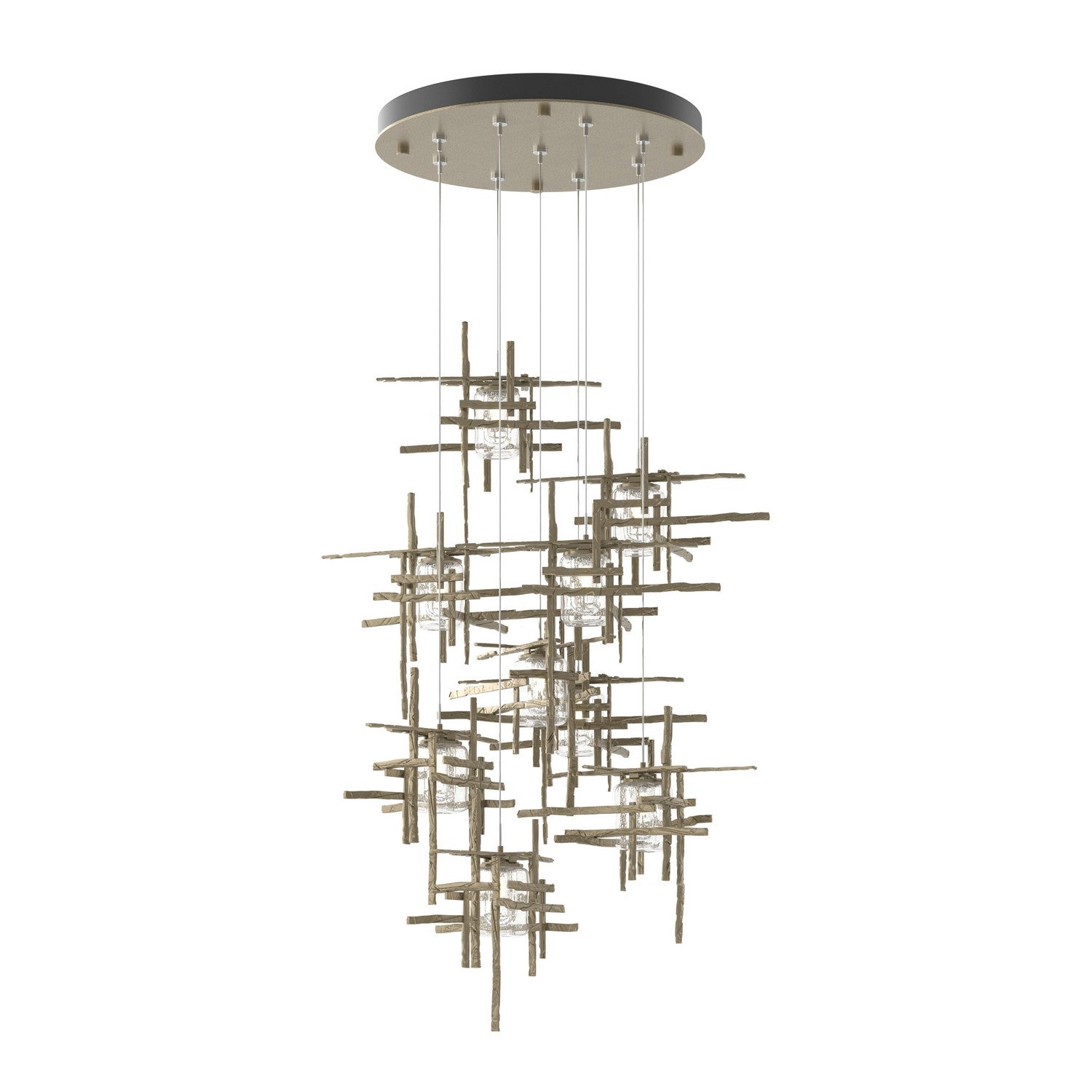 Hubbardton Forge - 131107-SKT-STND-84-II0728 - Tura 9-Light Seeded Glass Pendant - Tura - Soft Gold