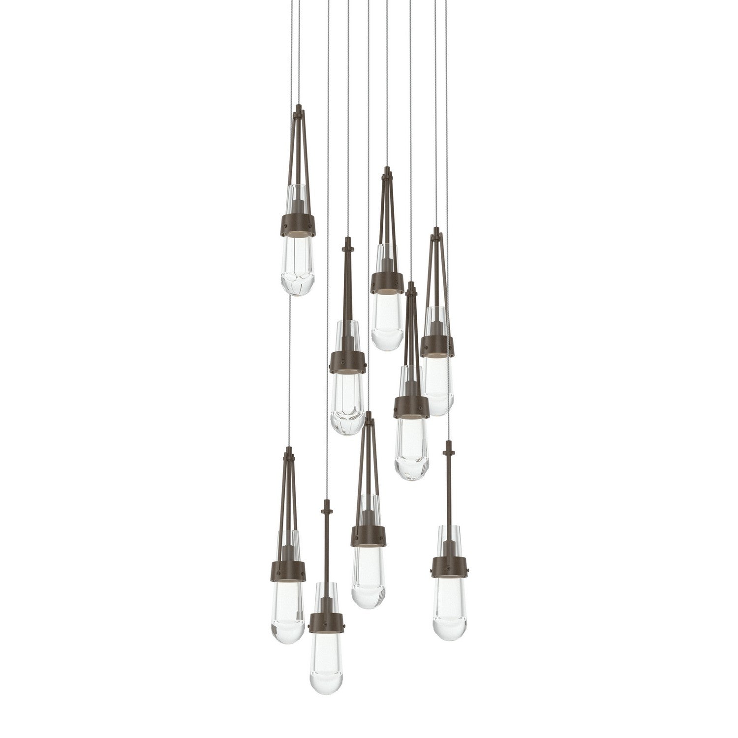 Hubbardton Forge - 131108-SKT-LONG-05-ZM0434 - Link 9-Light Clear Glass Pendant - Link - Bronze