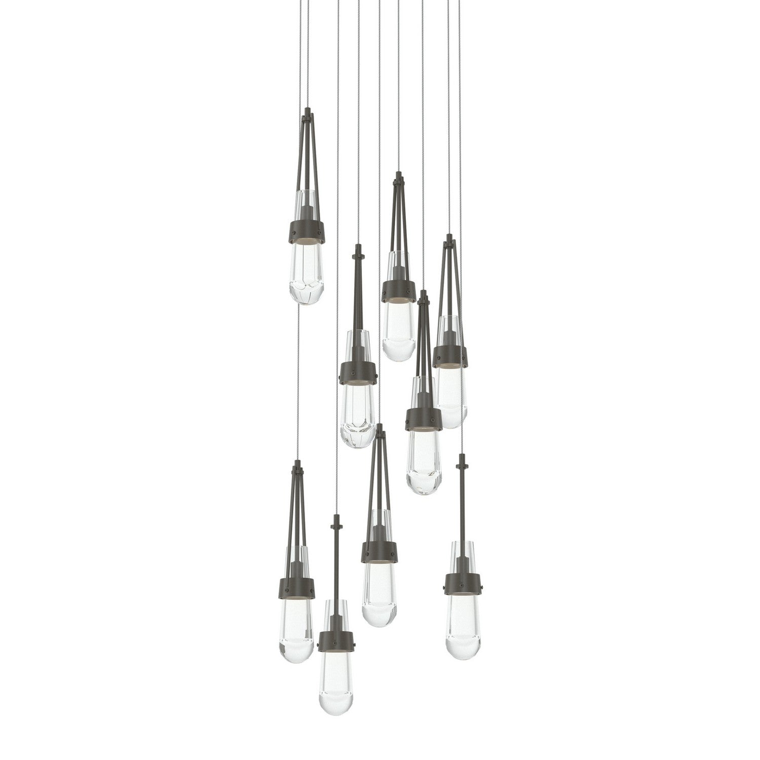 Hubbardton Forge - 131108-SKT-LONG-07-ZM0434 - Link 9-Light Clear Glass Pendant - Link - Dark Smoke