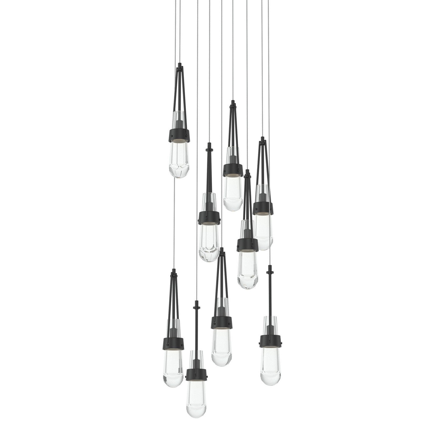 Hubbardton Forge - 131108-SKT-LONG-10-ZM0434 - Link 9-Light Clear Glass Pendant - Link - Black